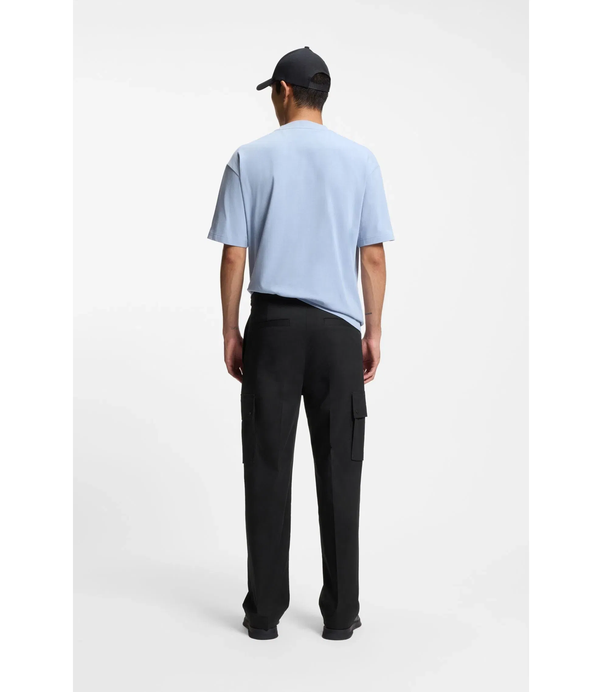 Hugo Relaxed Fit Trousers With Cargo Styling Black