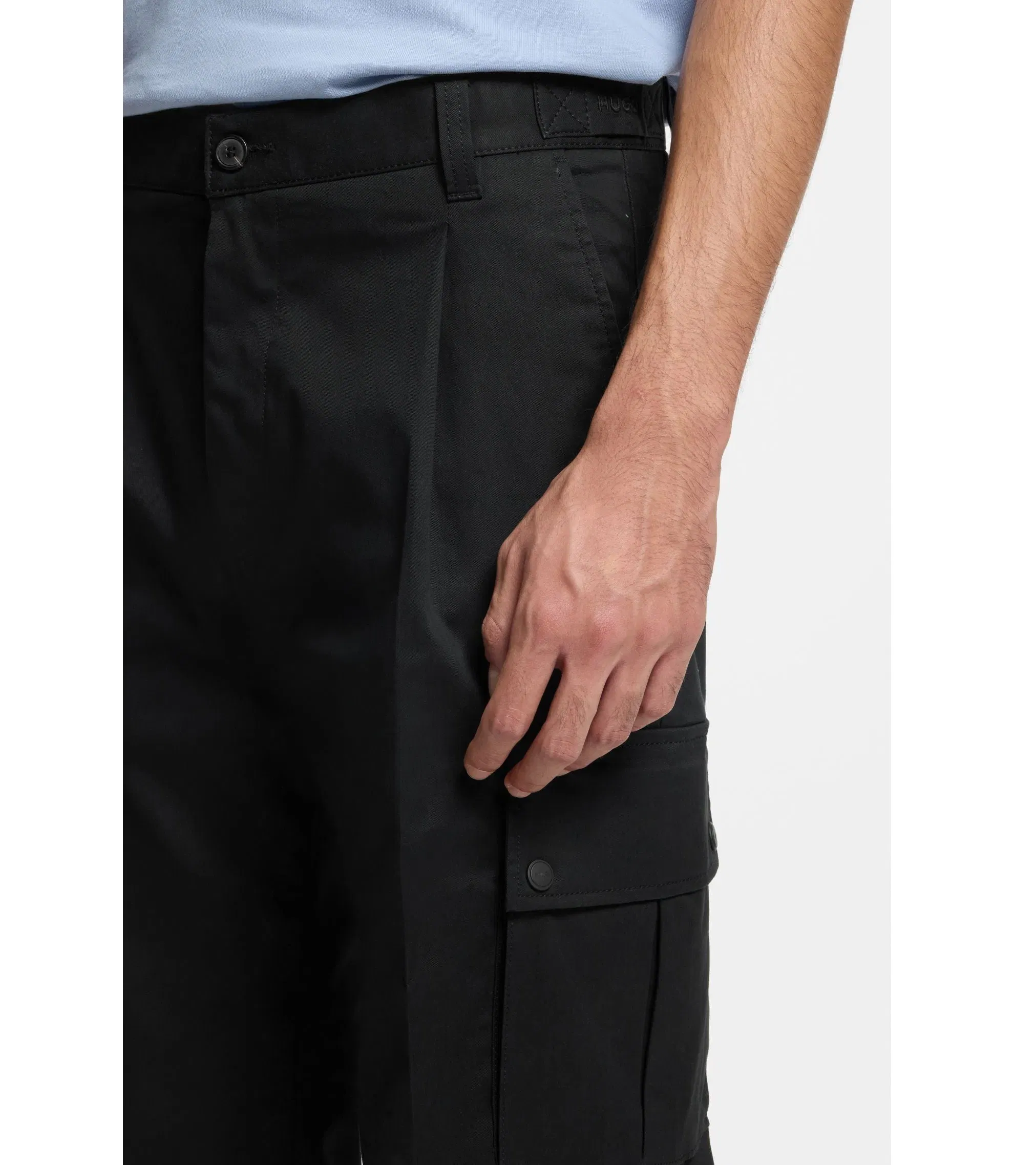 Hugo Relaxed Fit Trousers With Cargo Styling Black