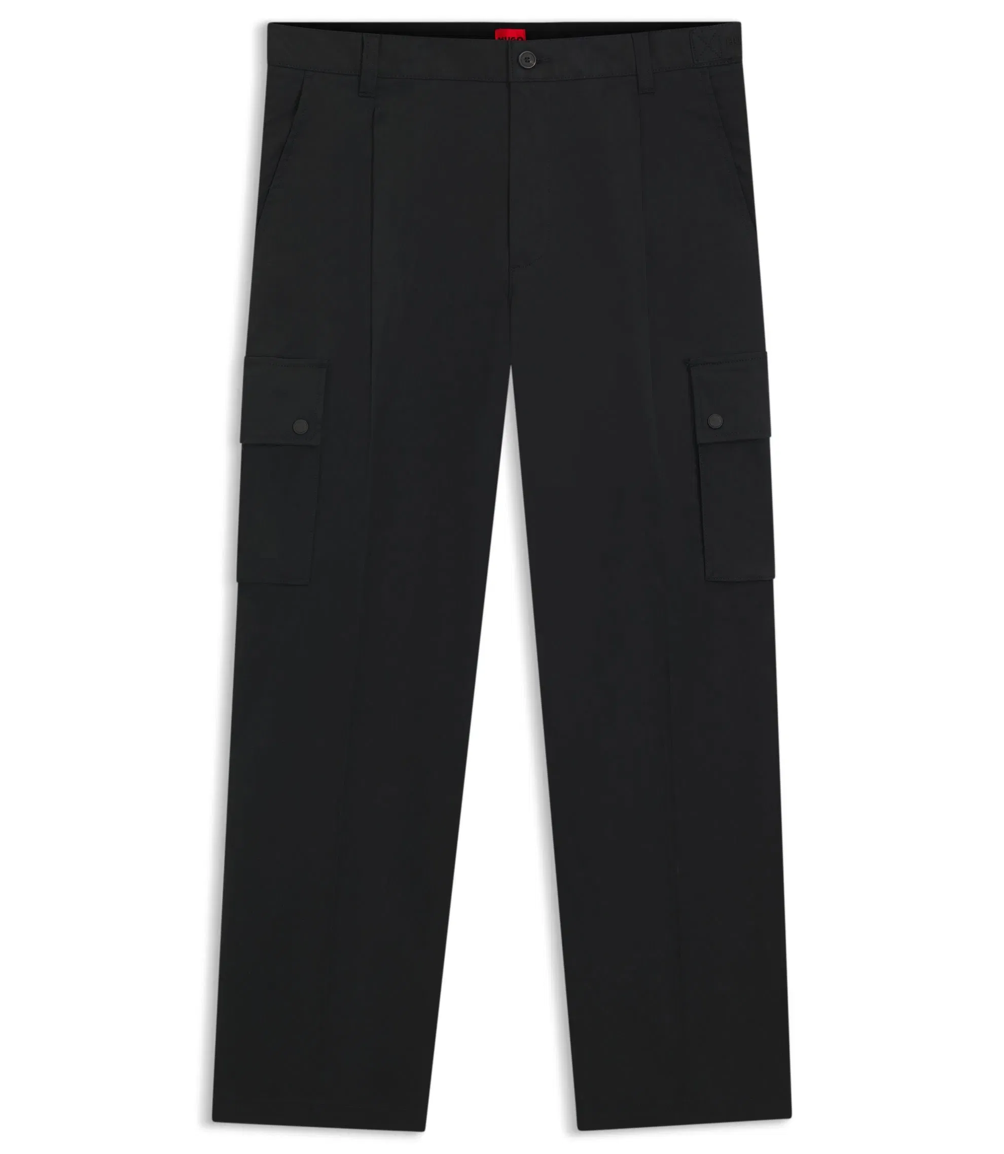 Hugo Relaxed Fit Trousers With Cargo Styling Black