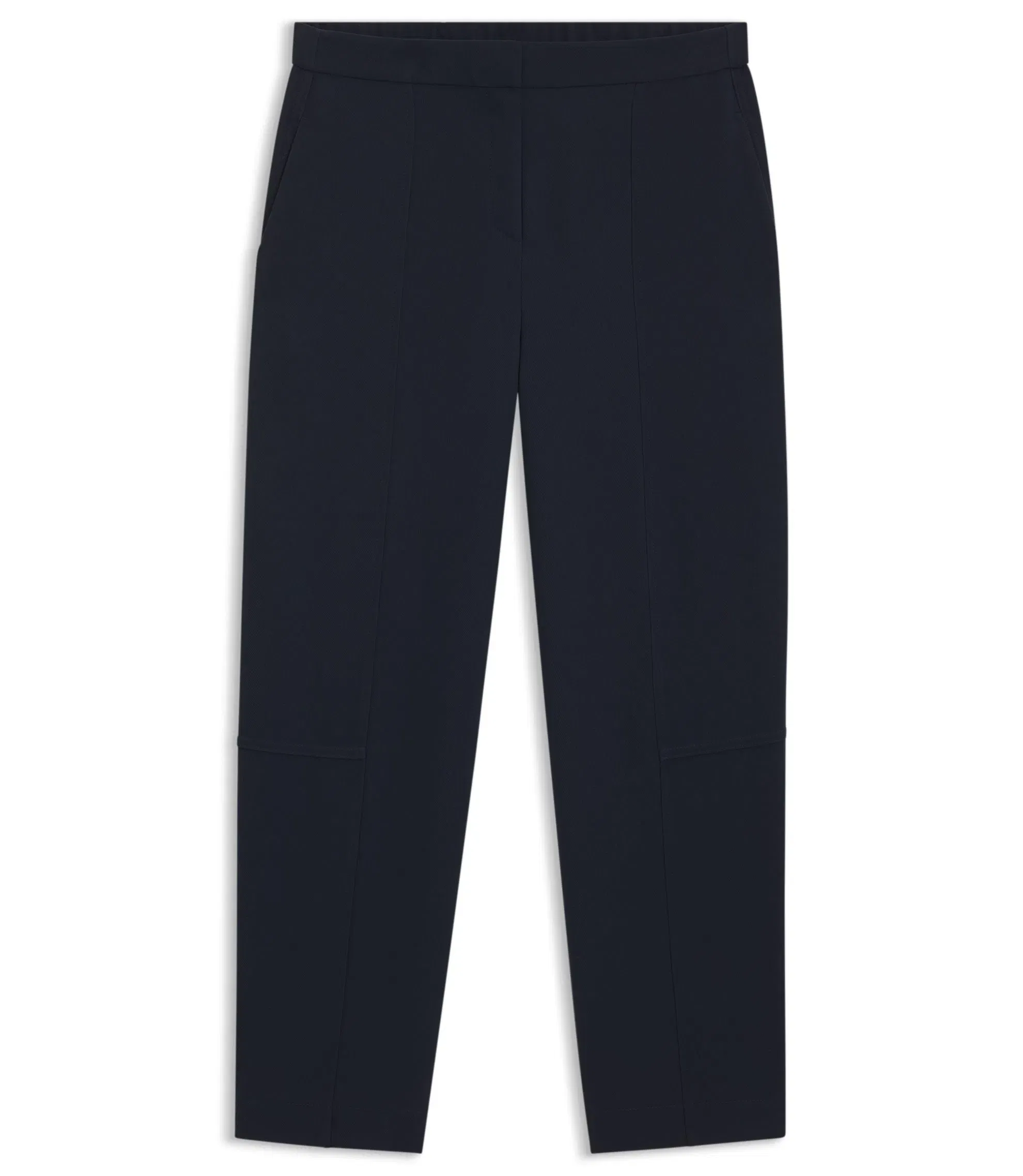 Boss Relaxed Fit Trousers In Wrinkle Resistant Crepe Dark Blue Women's