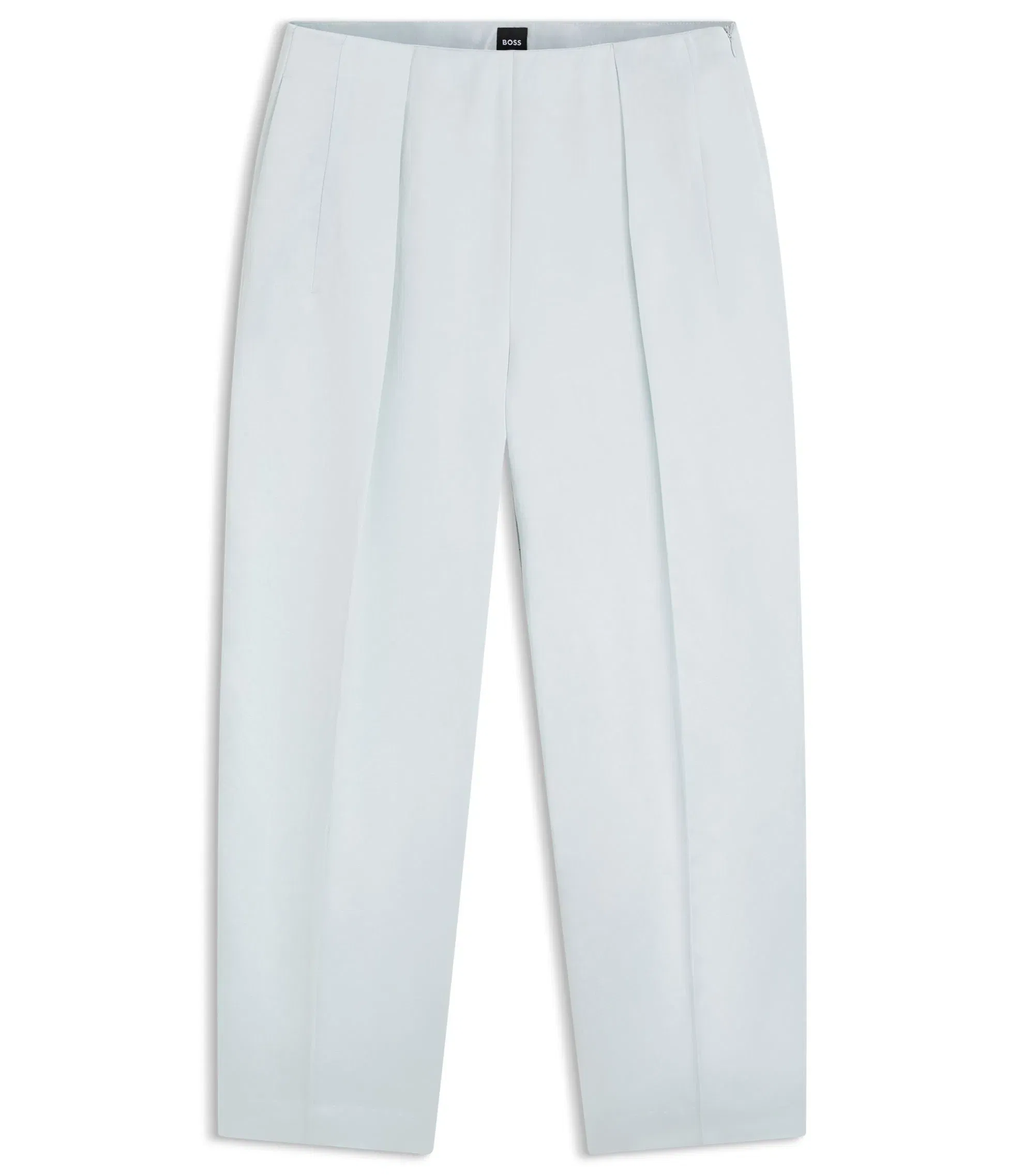 Boss Relaxed Fit Trousers In Soft Sateen Light Blue Women's