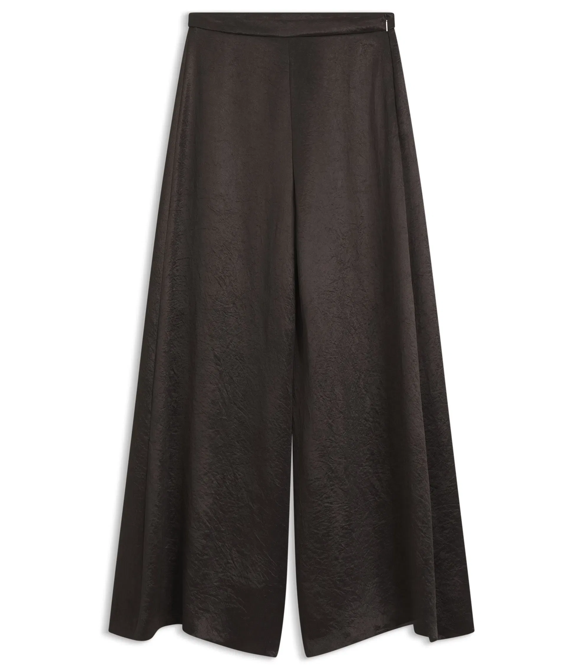 Boss Relaxed Fit Trousers In Lustrous Twill Dark Brown Women's