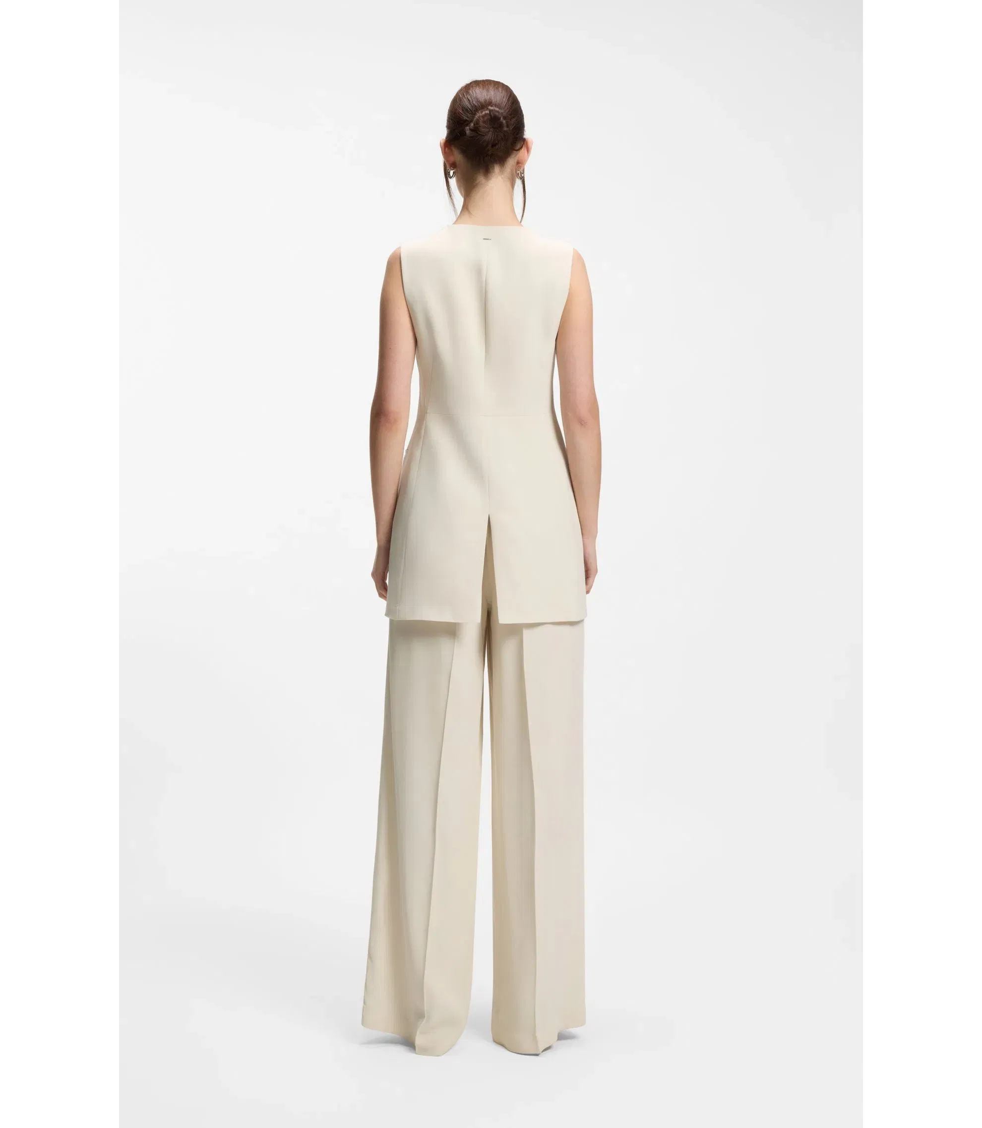 Boss Relaxed Fit Trousers In Fluid Crepe White Women's