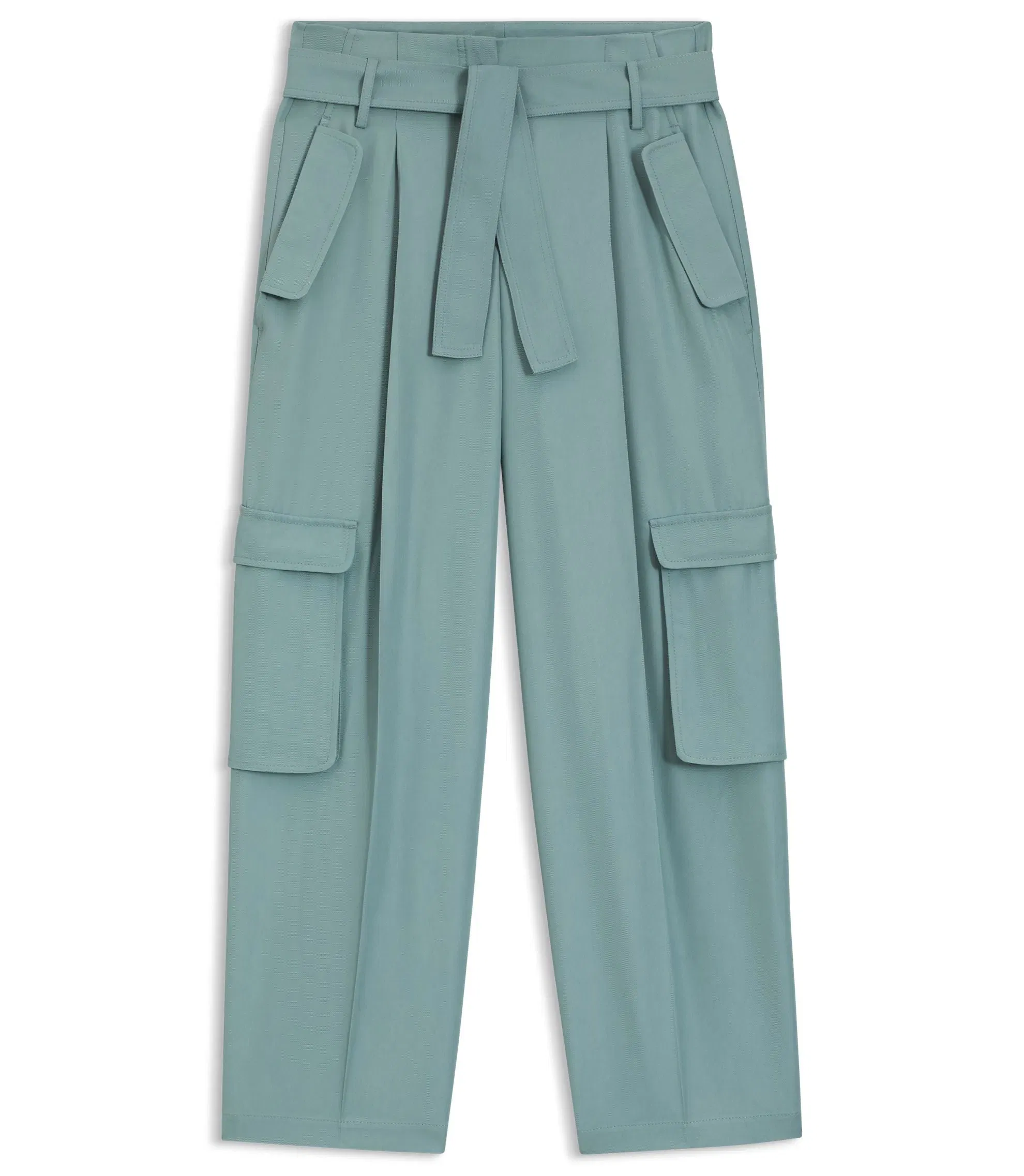 Boss Relaxed Fit Trousers In Drapey Twill Blue Women's