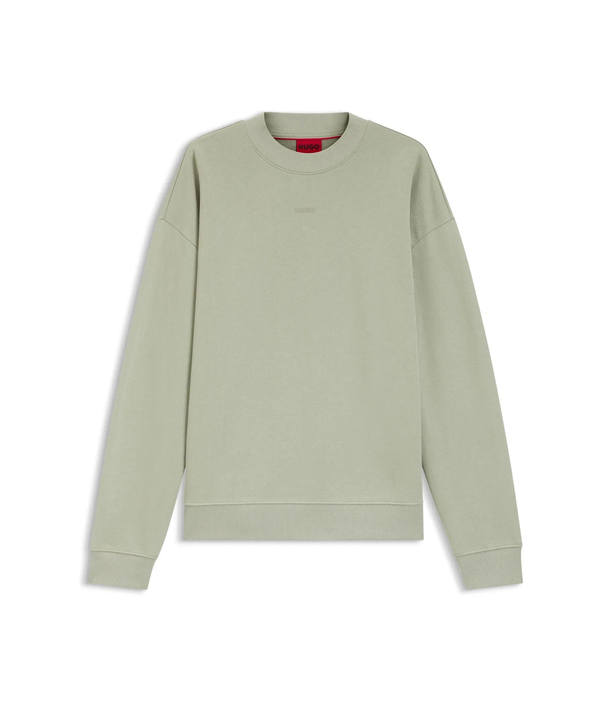 Hugo Relaxed Fit Sweatshirt In Cotton Terry With Logo Detail Light Green