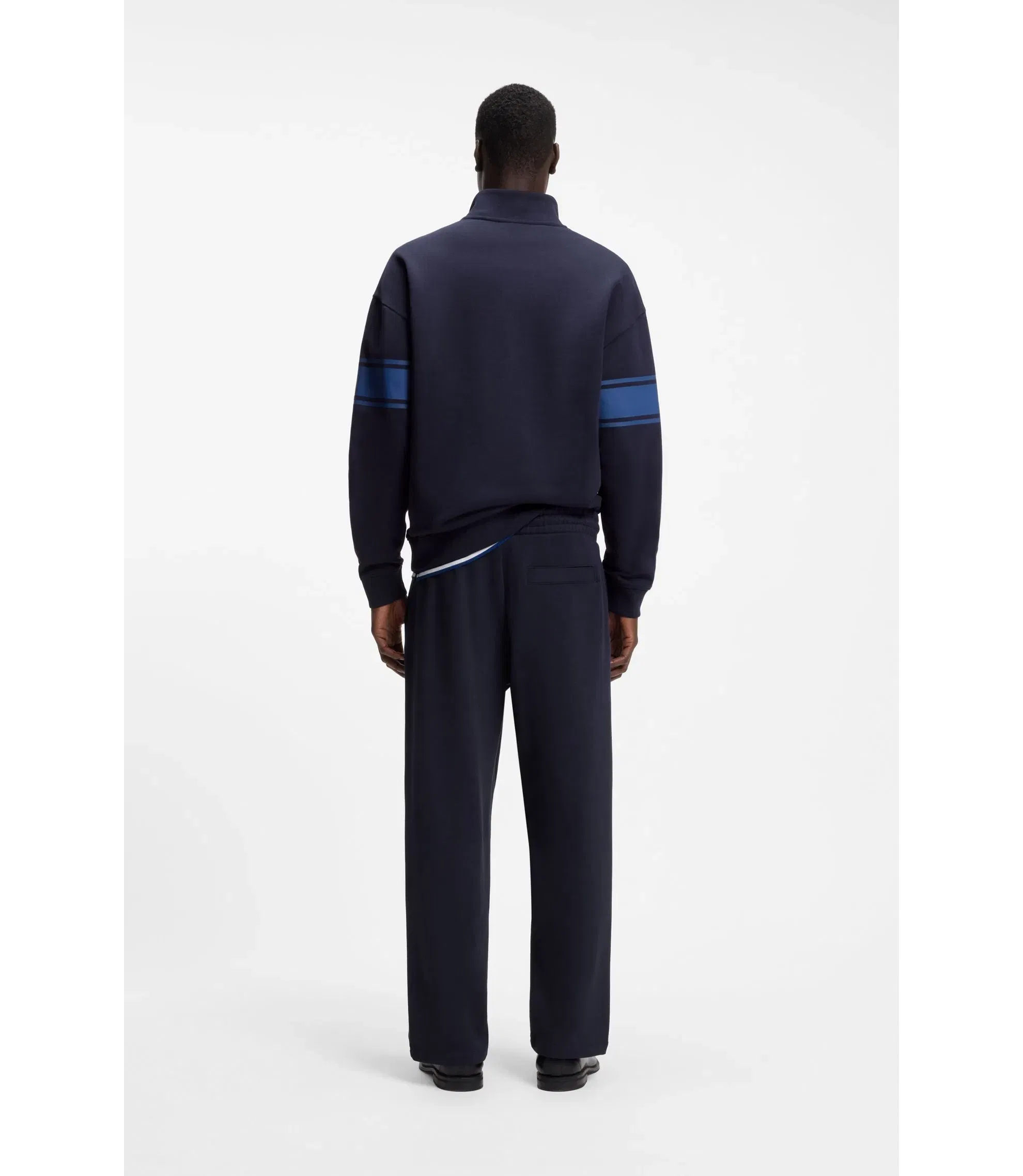 Hugo Relaxed Fit Sweatpants In Cotton With Side Stripe Dark Blue