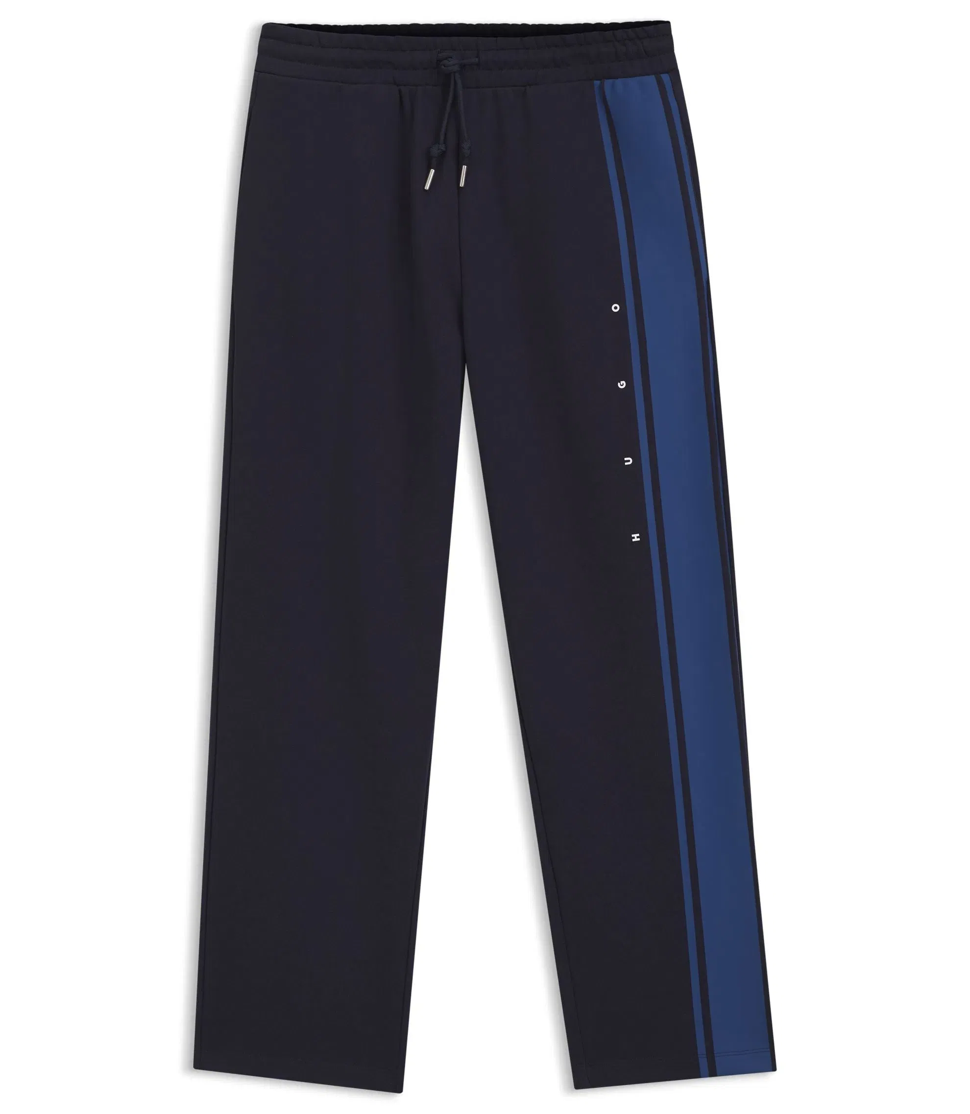 Hugo Relaxed Fit Sweatpants In Cotton With Side Stripe Dark Blue