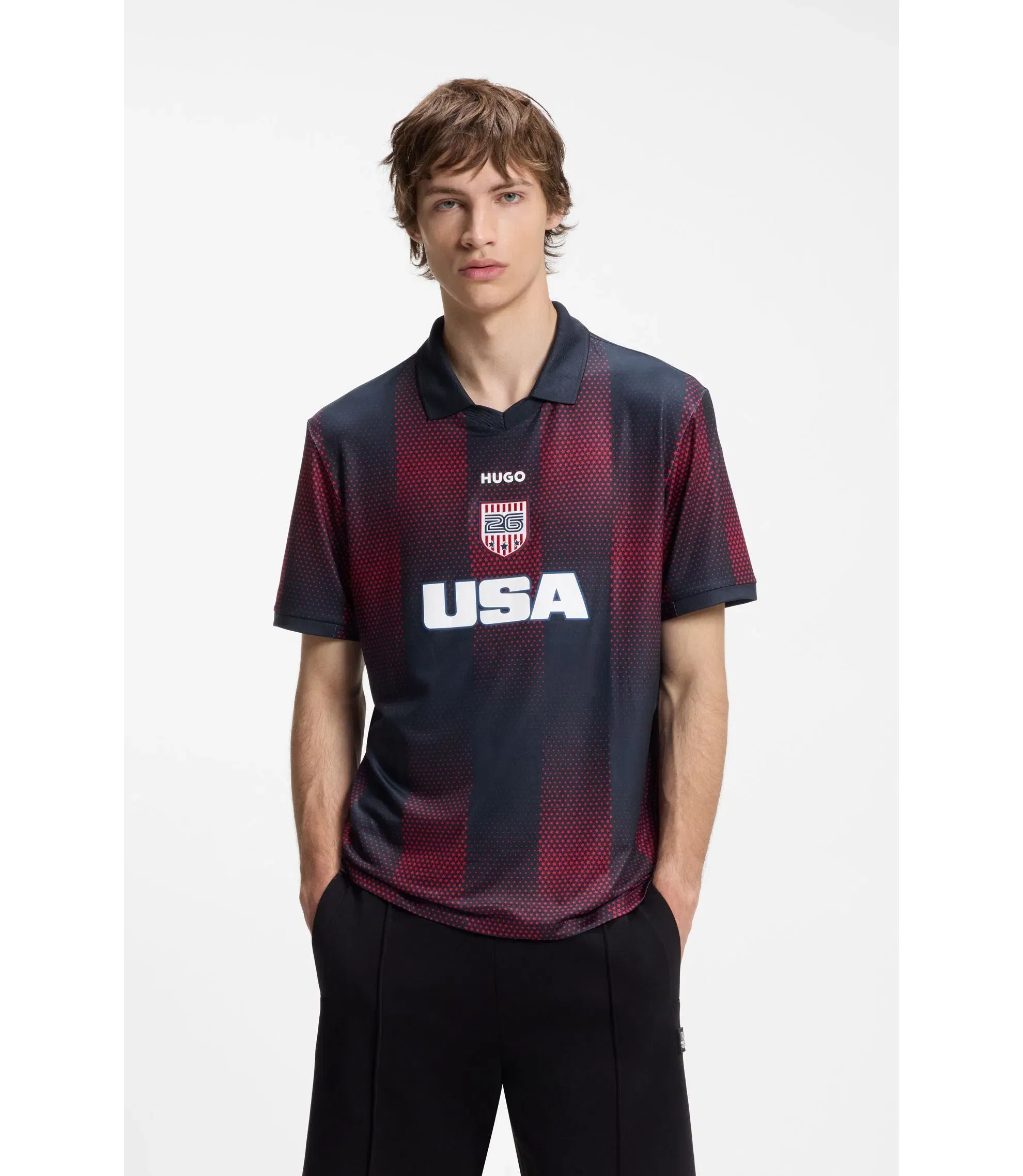 Hugo Relaxed Fit Soccer T-Shirt With Nation Detailing Usa