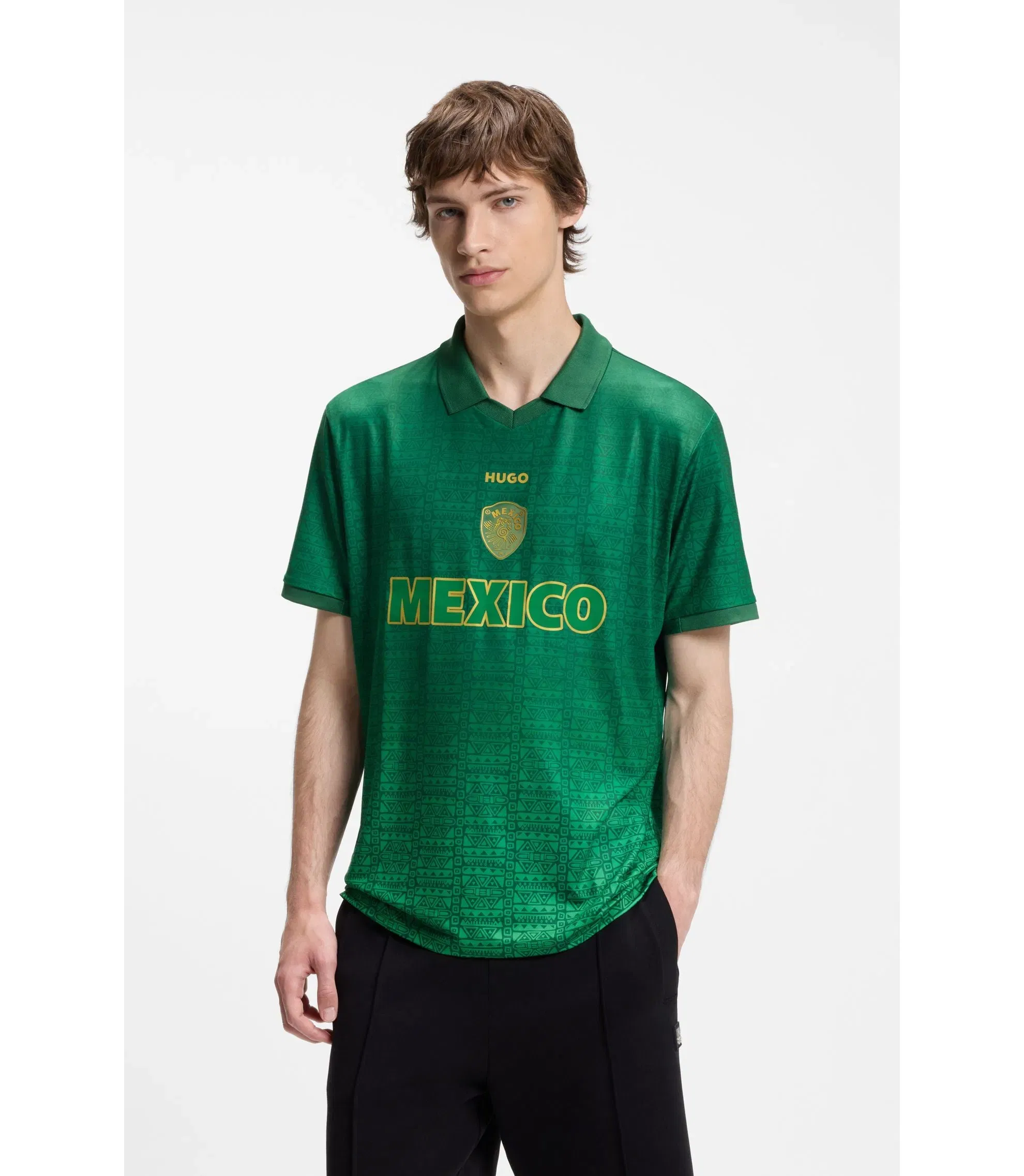 Hugo Relaxed Fit Soccer T-Shirt With Nation Detailing Mexico Green