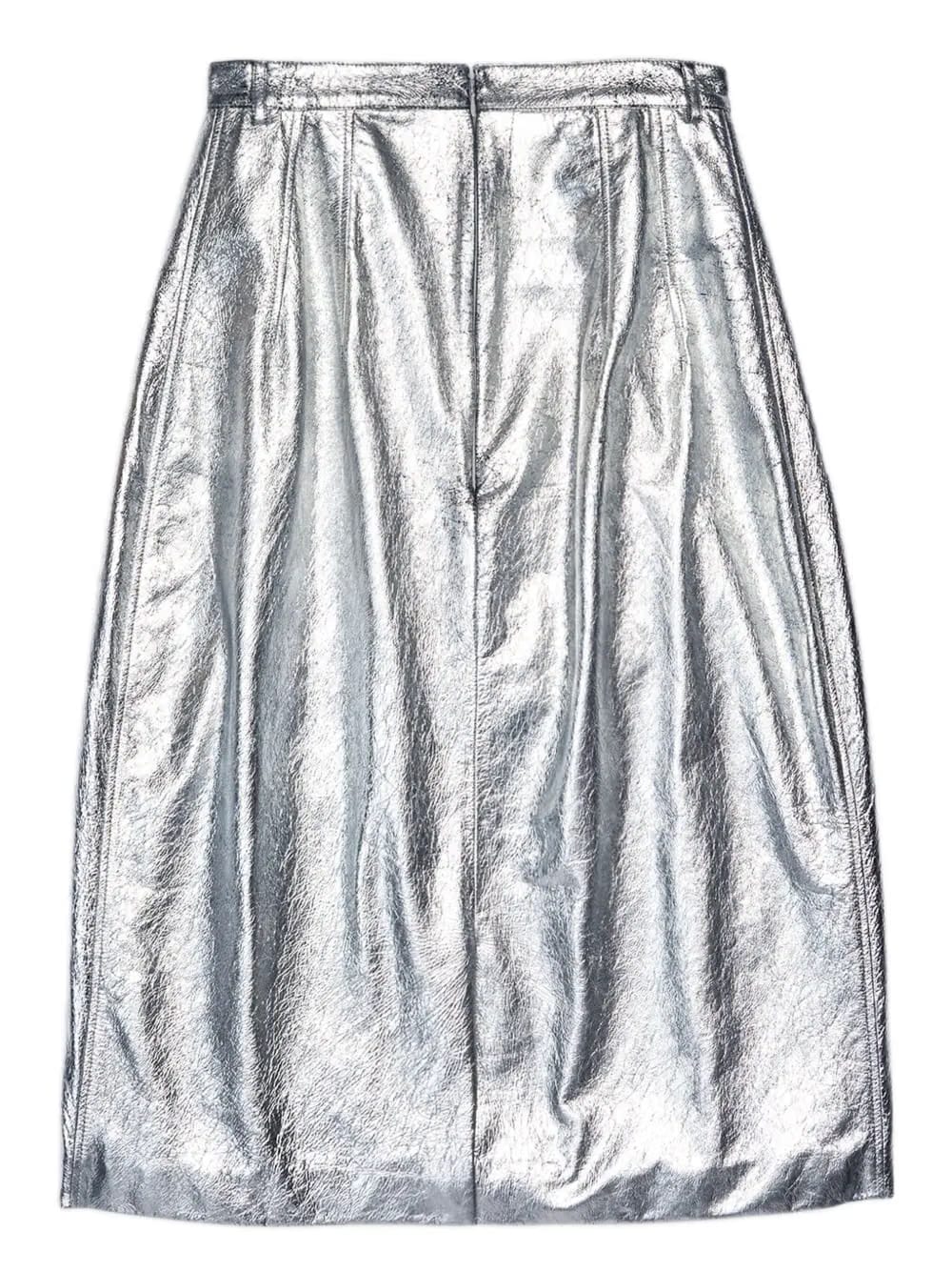 metallic-effect lamb skin skirt