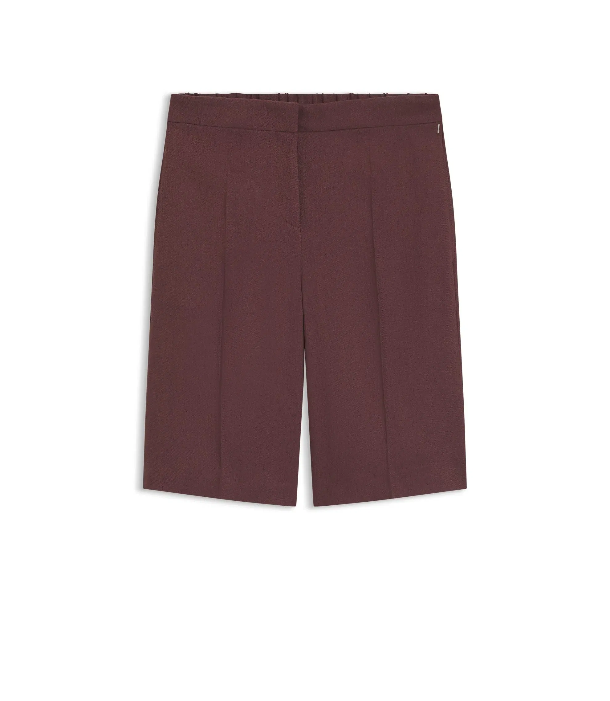 Boss Relaxed Fit Shorts In A Linen Blend Dark Brown Women's
