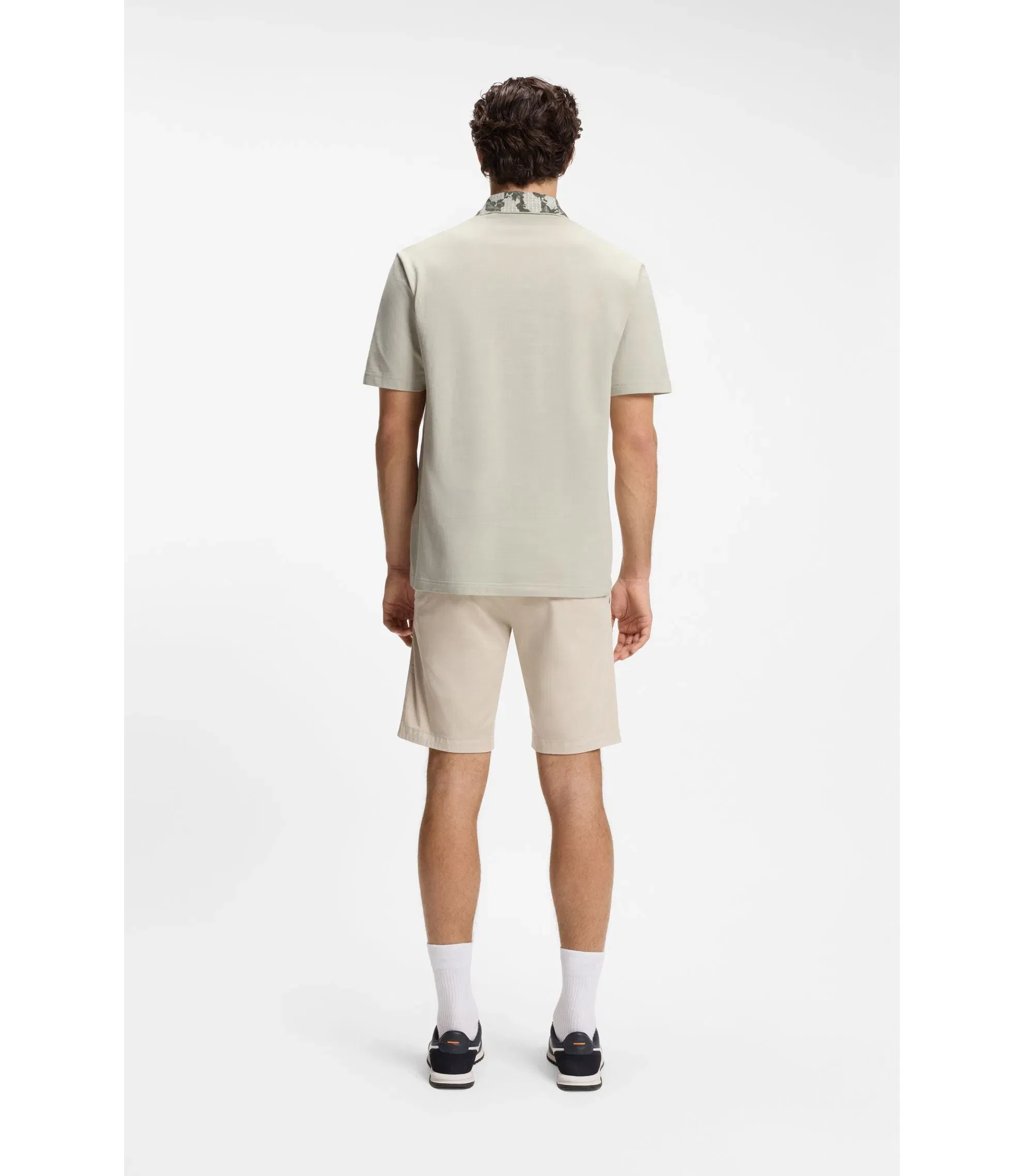 Boss Relaxed Fit Polo With Jacquard Collar Light Beige
