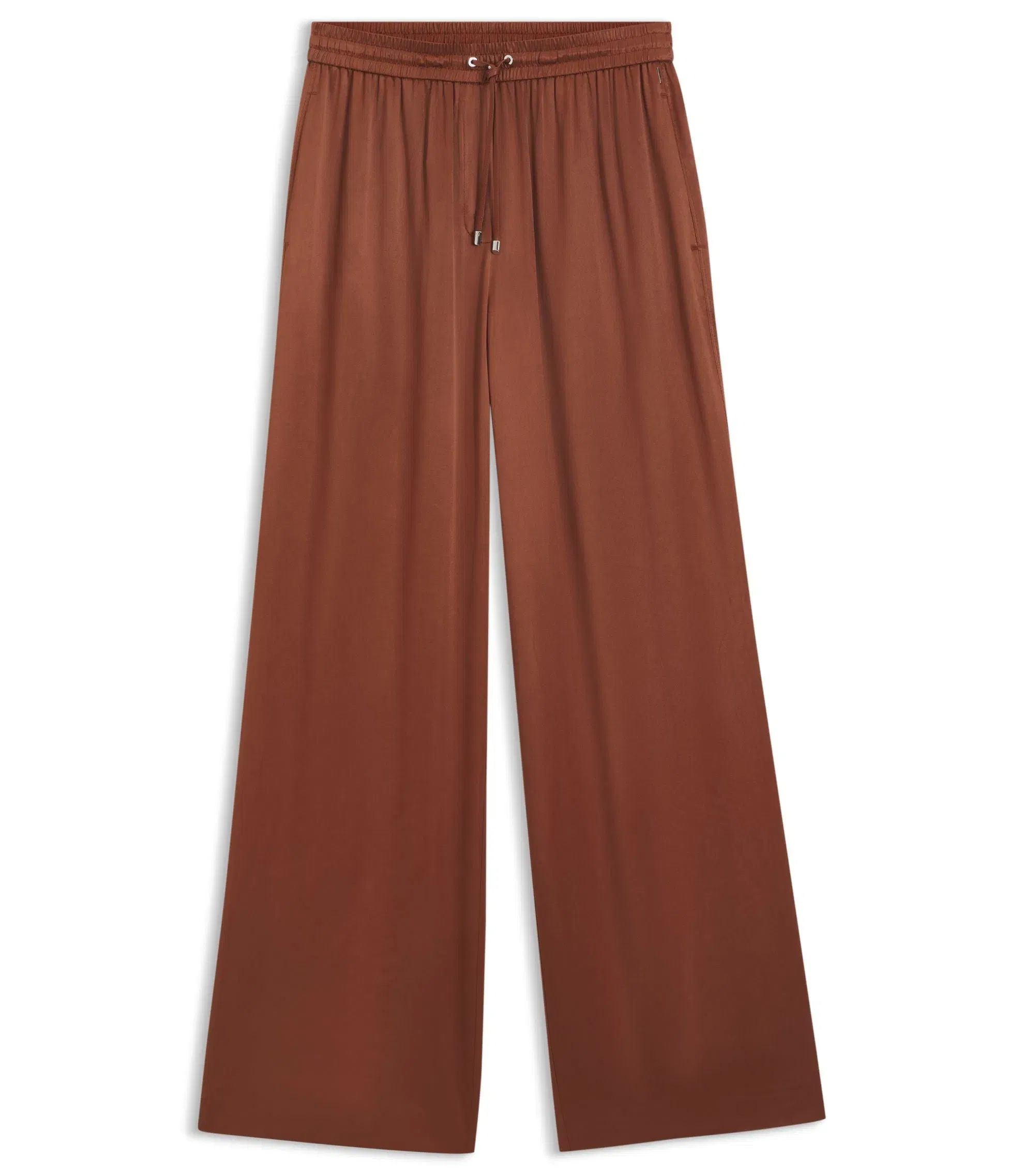 Boss Relaxed Fit Pants In Satin Brown Women's