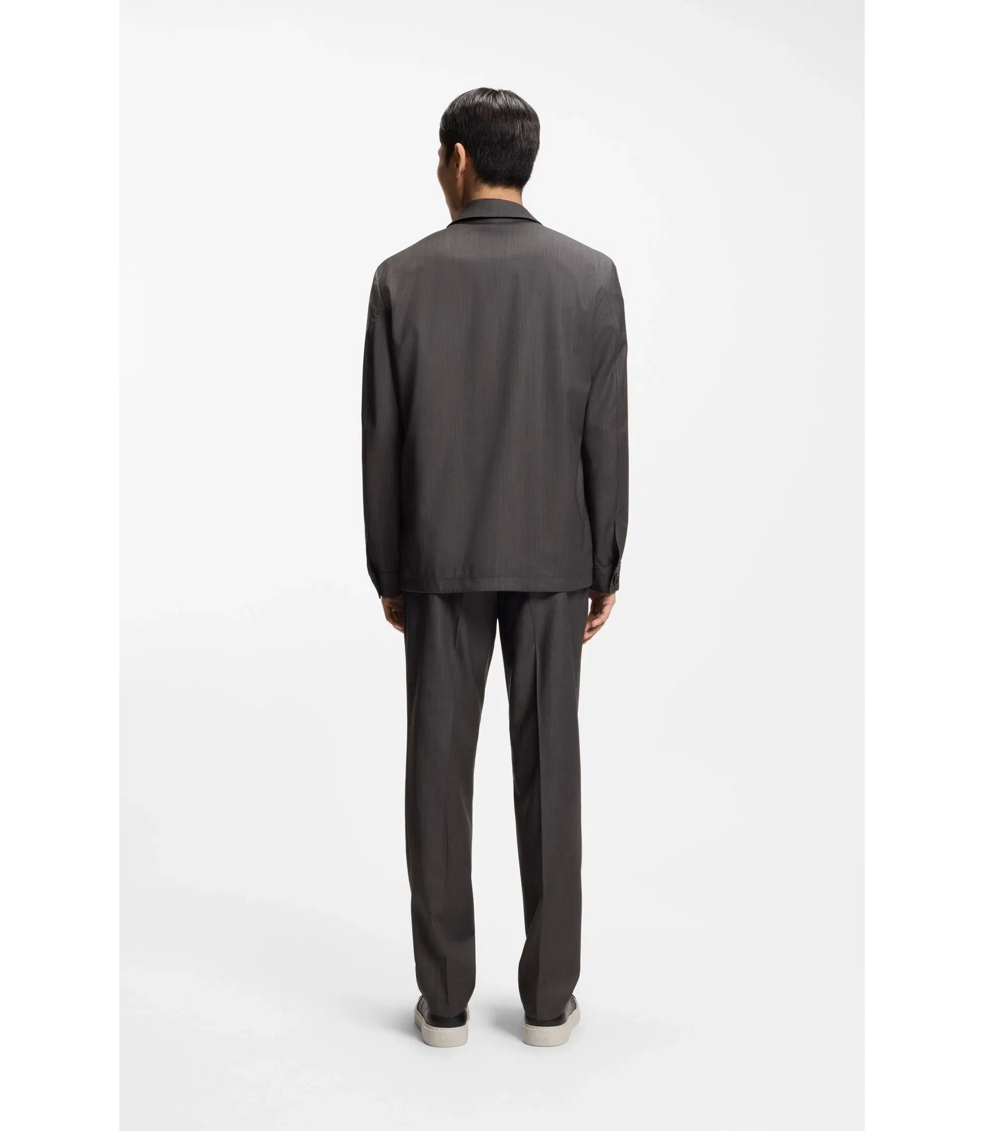 Boss Relaxed Fit Overshirt In Water Repellent Wool Black