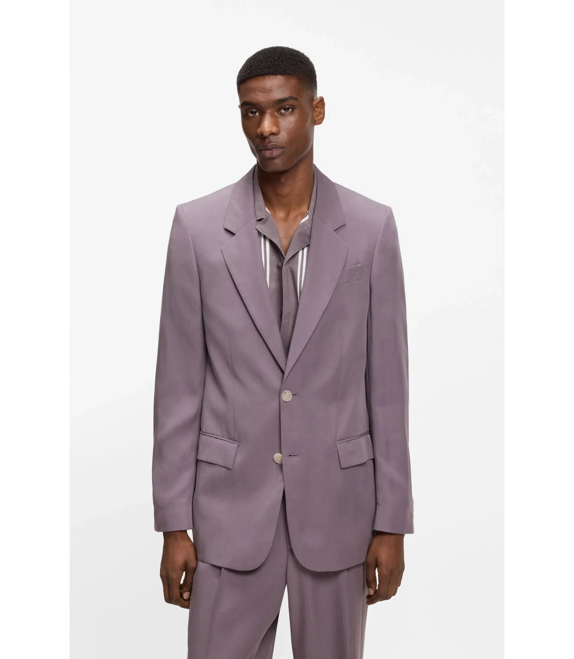 Boss Relaxed Fit Jacket In Twill Purple