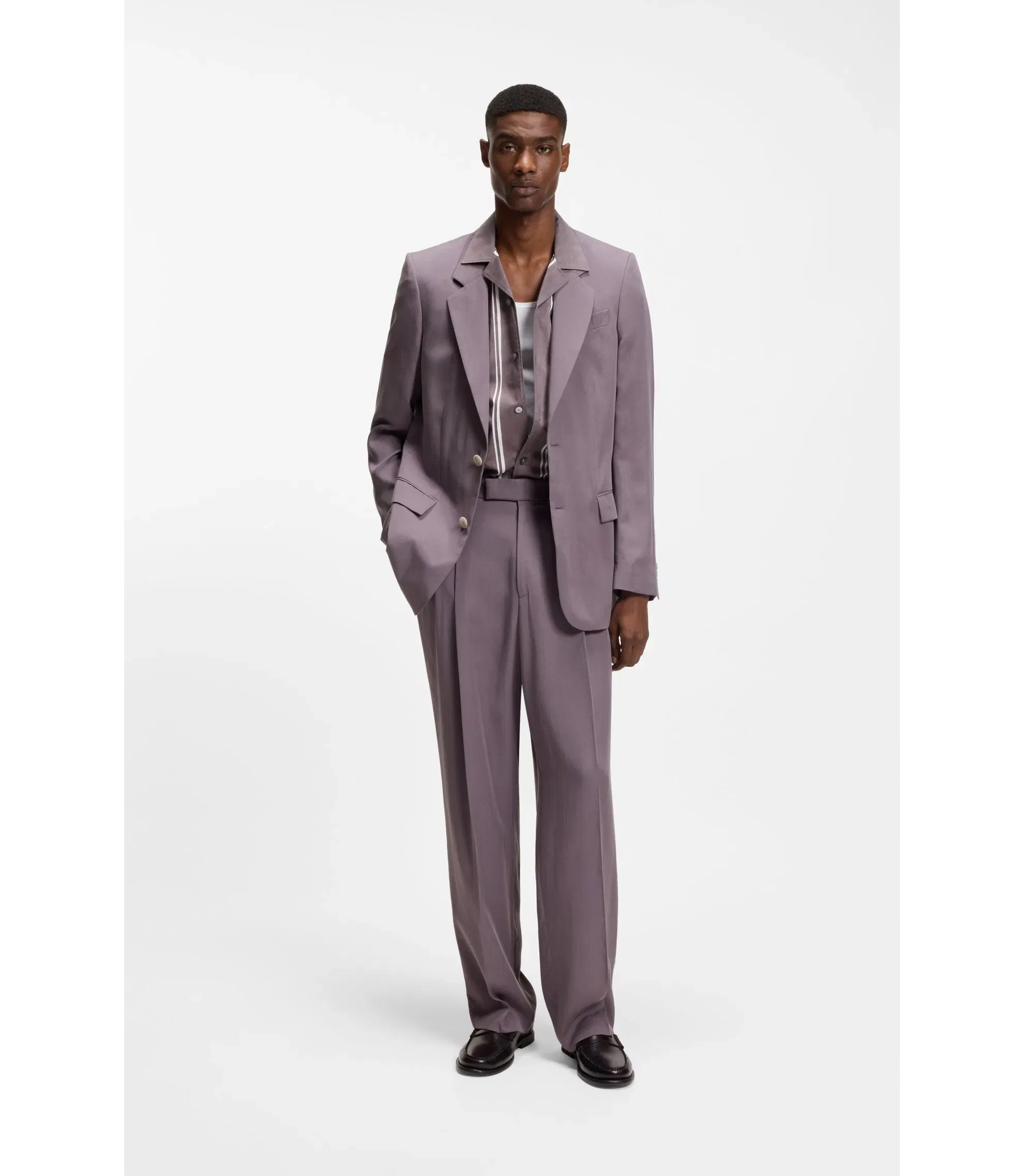 Boss Relaxed Fit Jacket In Twill Purple