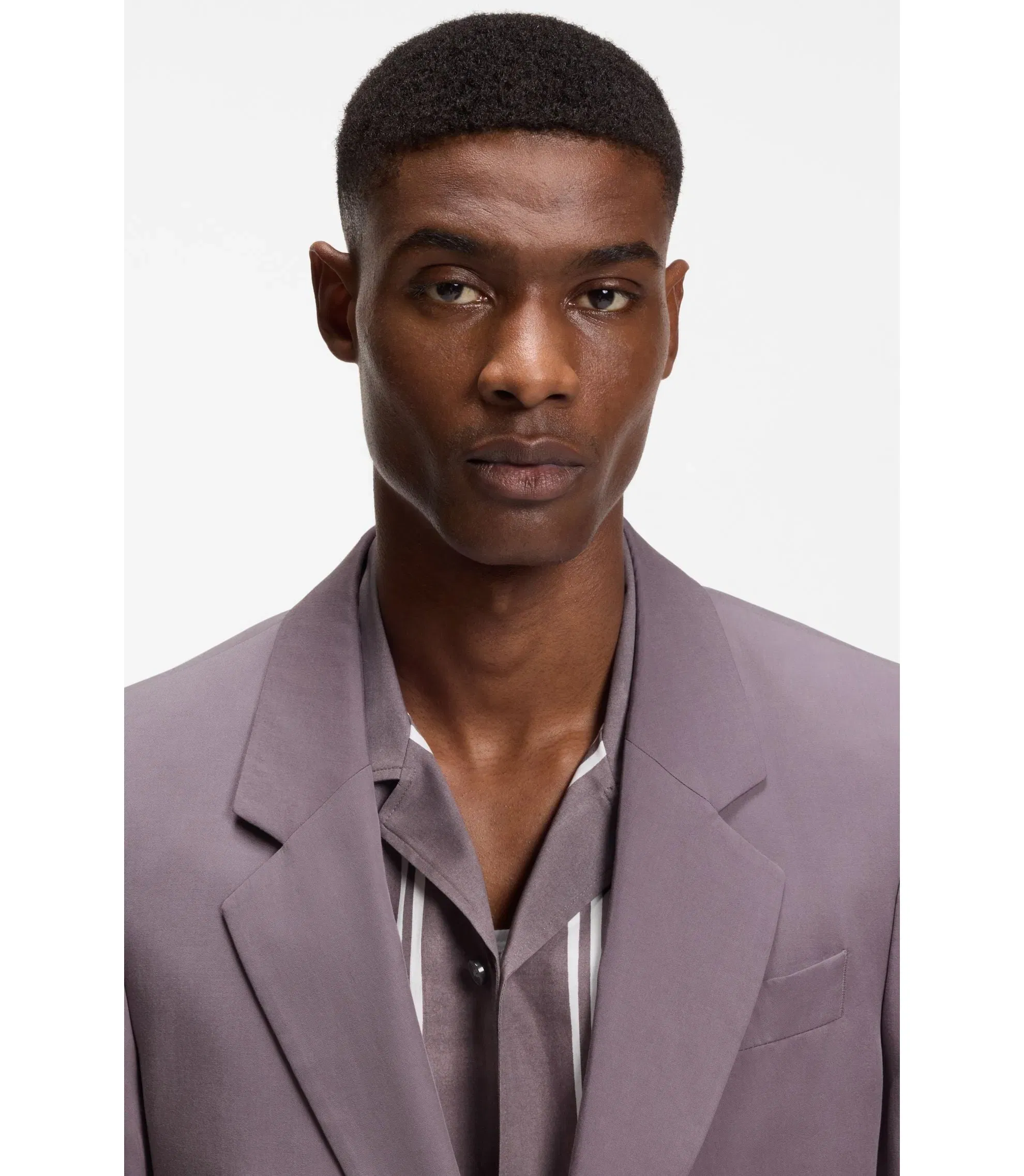 Boss Relaxed Fit Jacket In Twill Purple