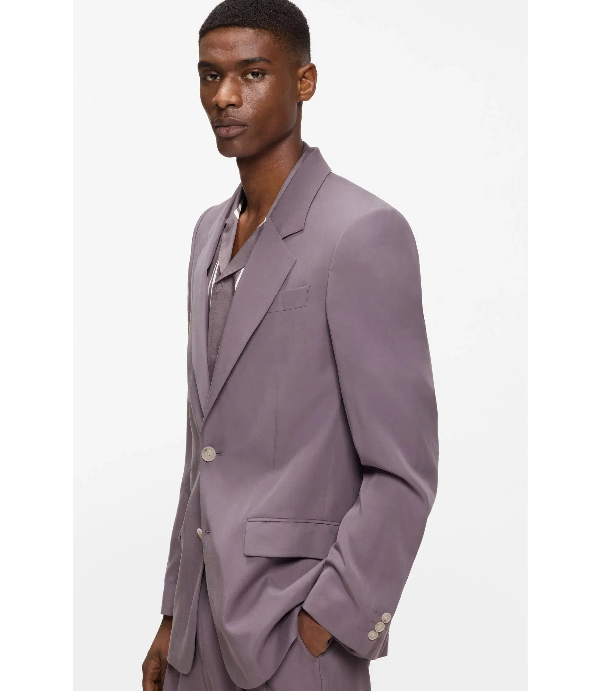 Boss Relaxed Fit Jacket In Twill Purple