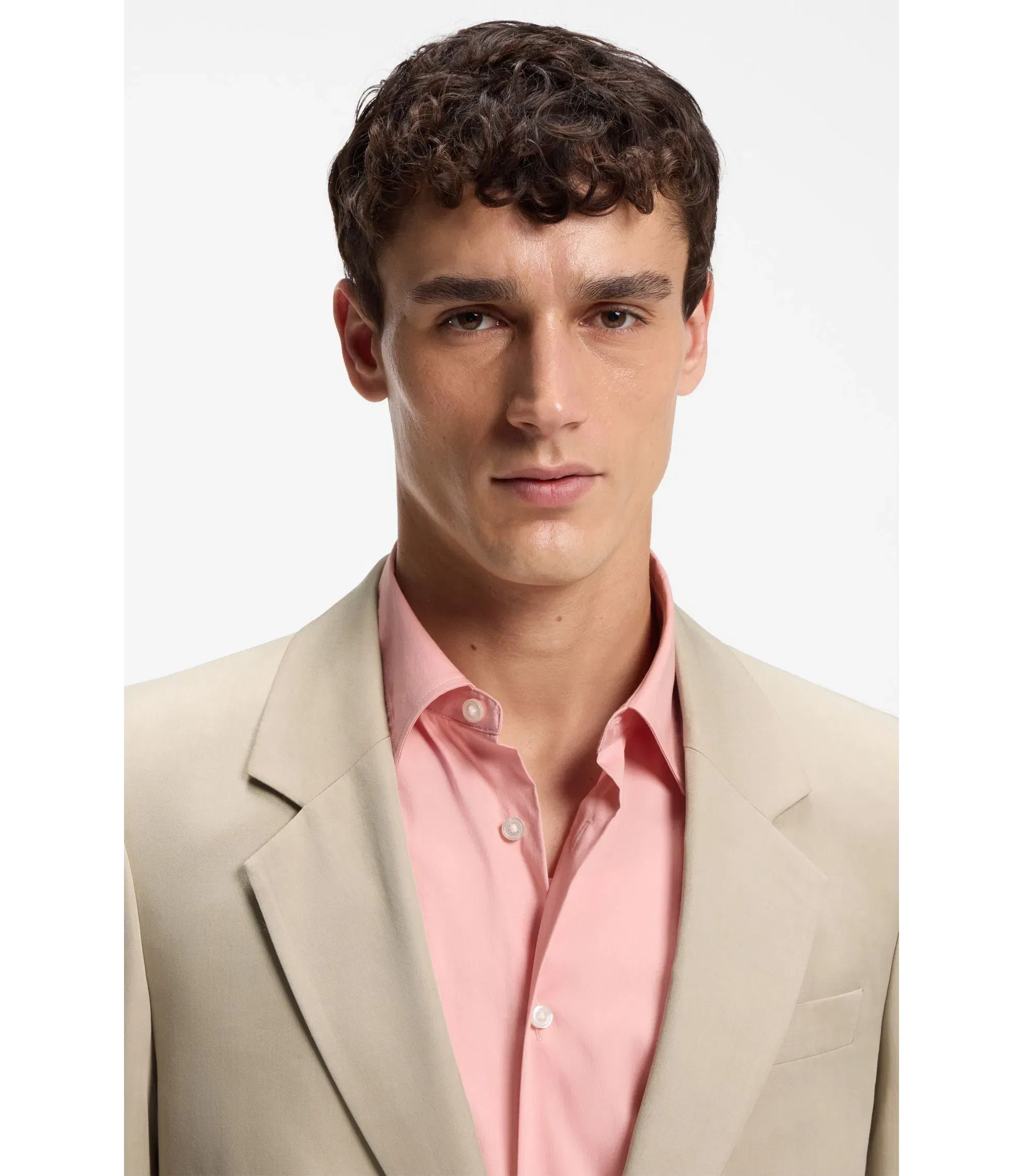 Boss Relaxed Fit Jacket In Twill Light Beige