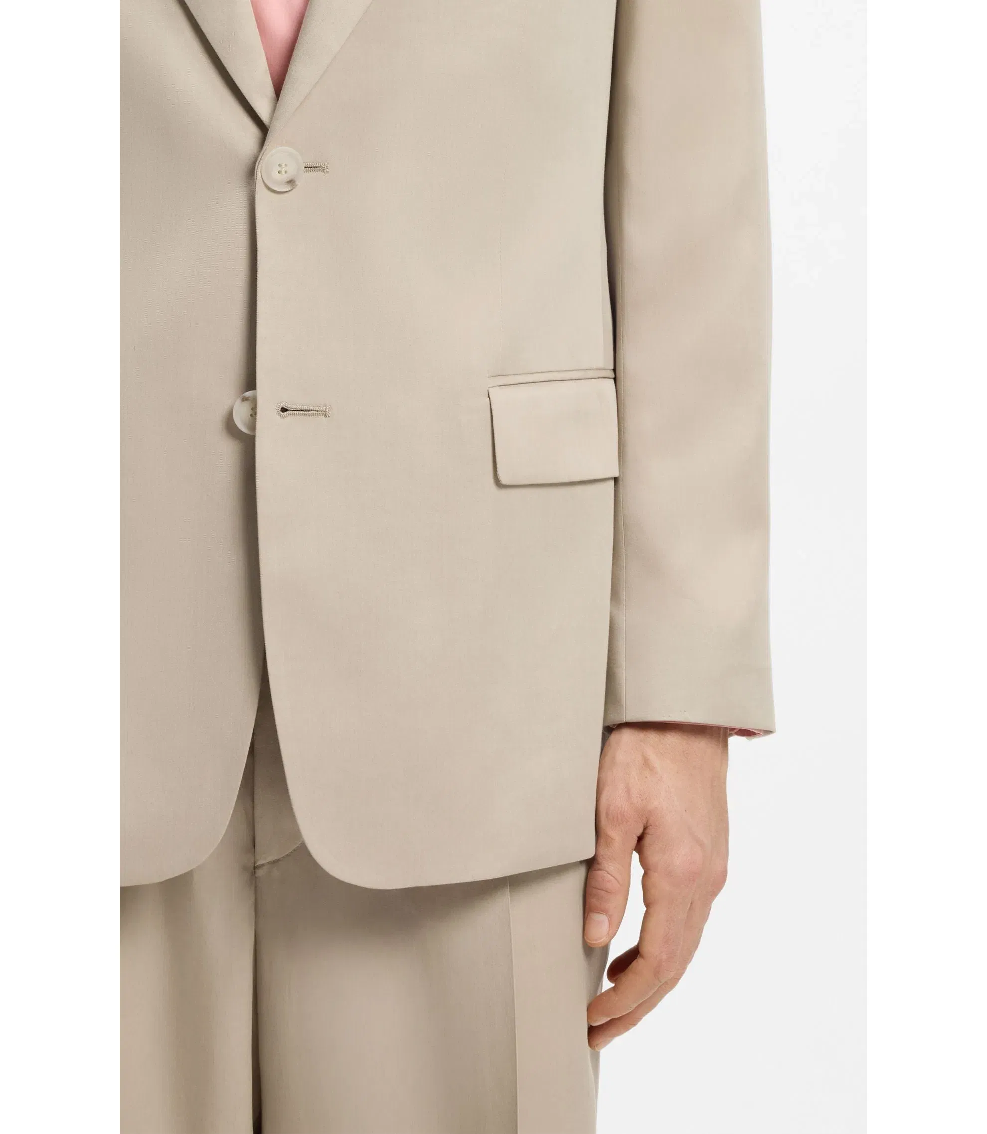 Boss Relaxed Fit Jacket In Twill Light Beige