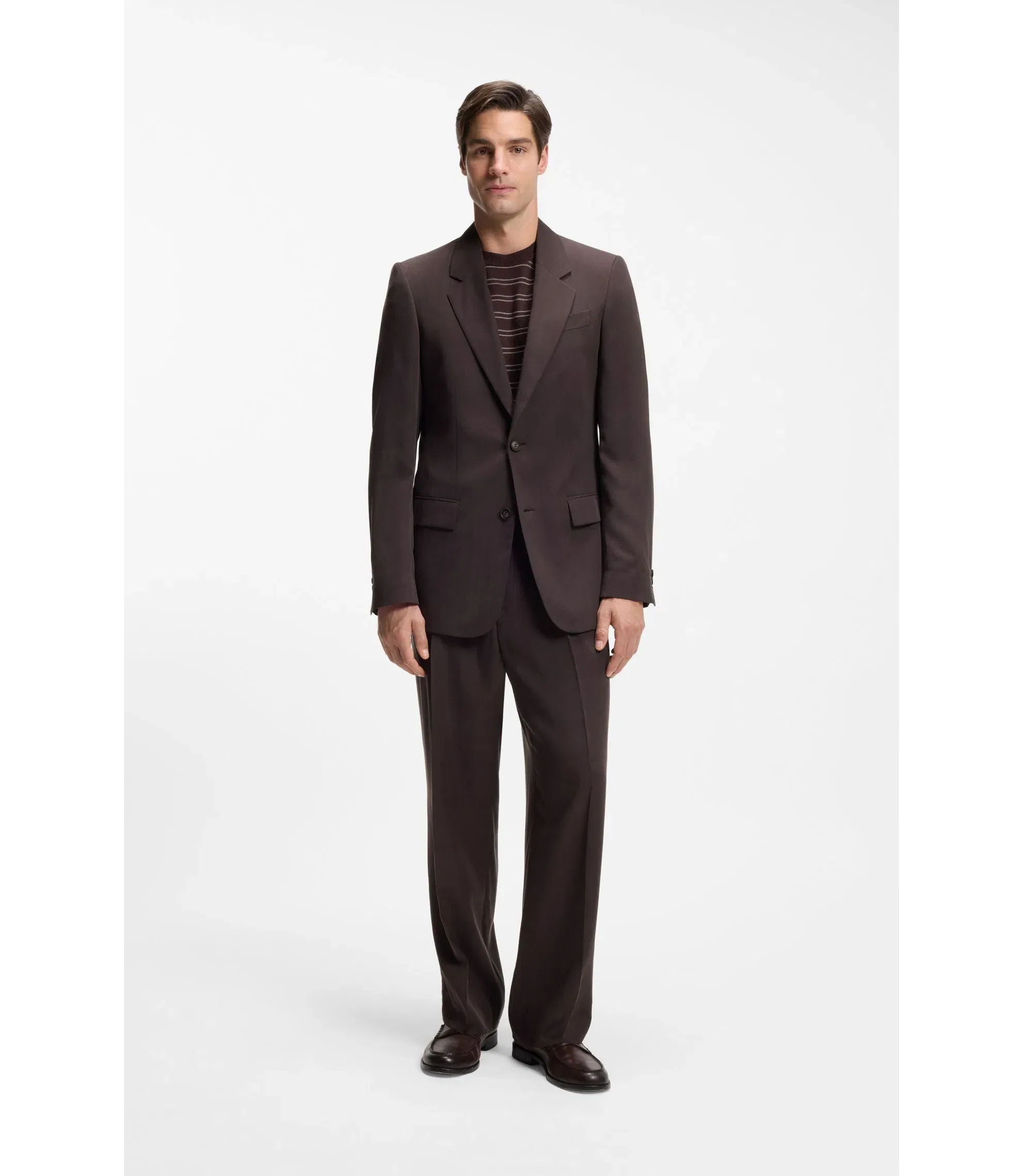 Boss Relaxed Fit Jacket In Twill Dark Brown