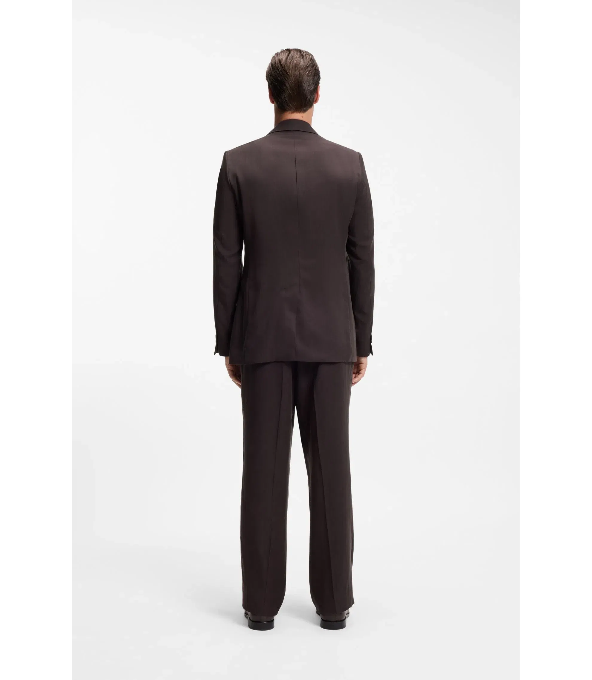 Boss Relaxed Fit Jacket In Twill Dark Brown