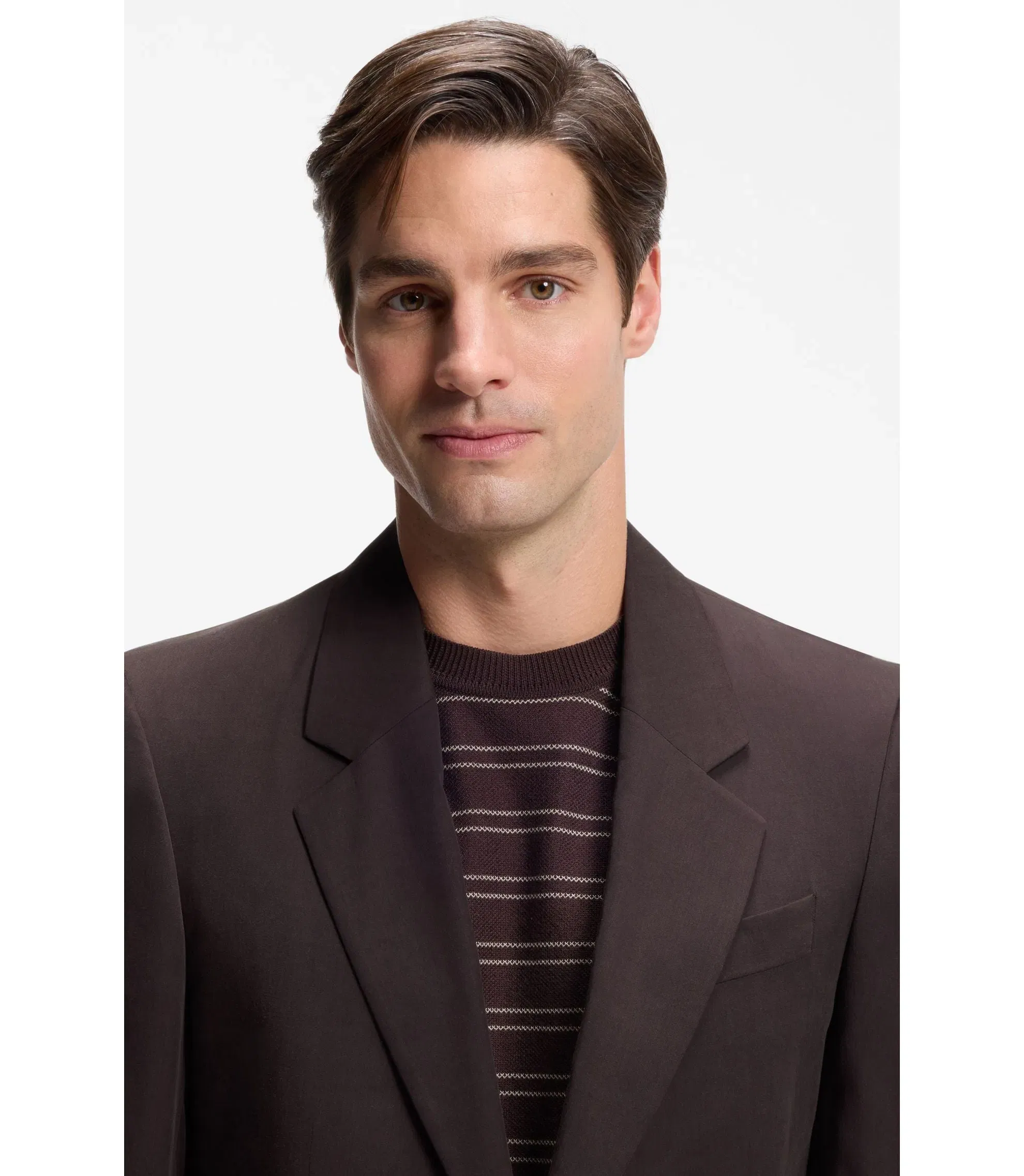 Boss Relaxed Fit Jacket In Twill Dark Brown