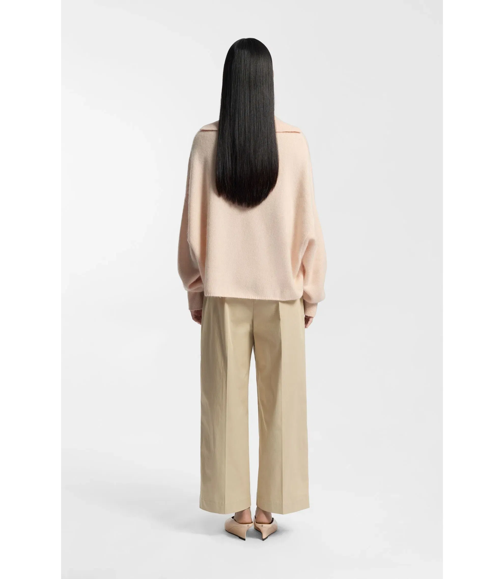 Boss Relaxed Fit Culottes In Stretch Cotton Light Beige Women's