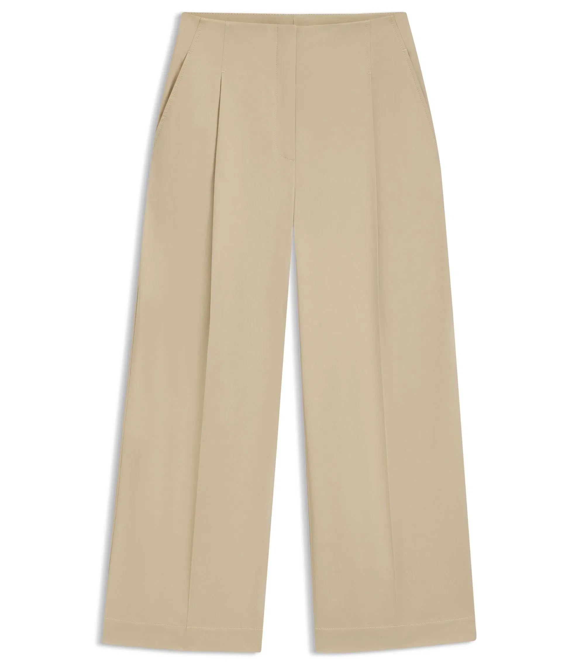 Boss Relaxed Fit Culottes In Stretch Cotton Light Beige Women's