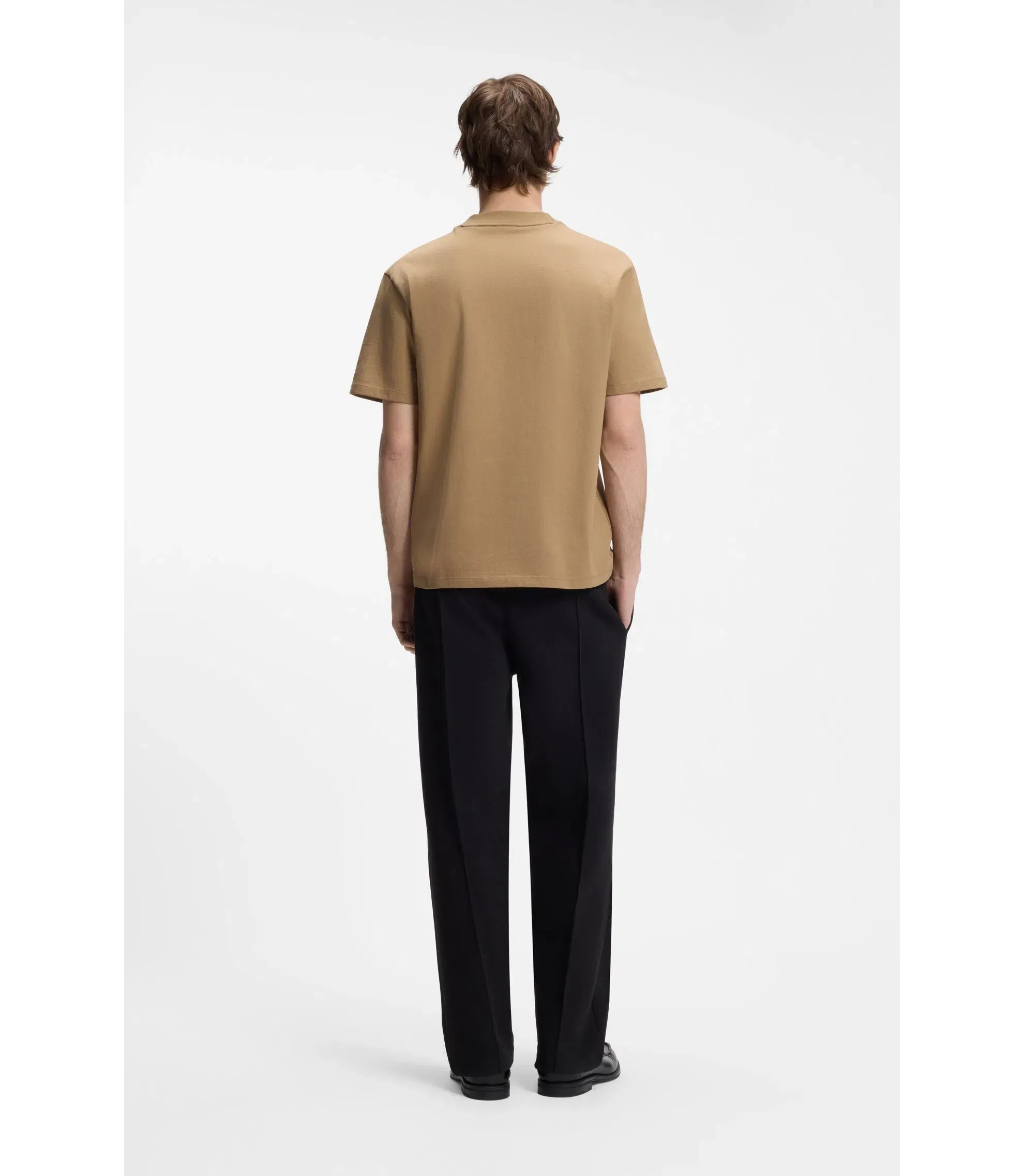 Hugo Relaxed Fit Cotton Jersey T-Shirt With Logo Print Beige
