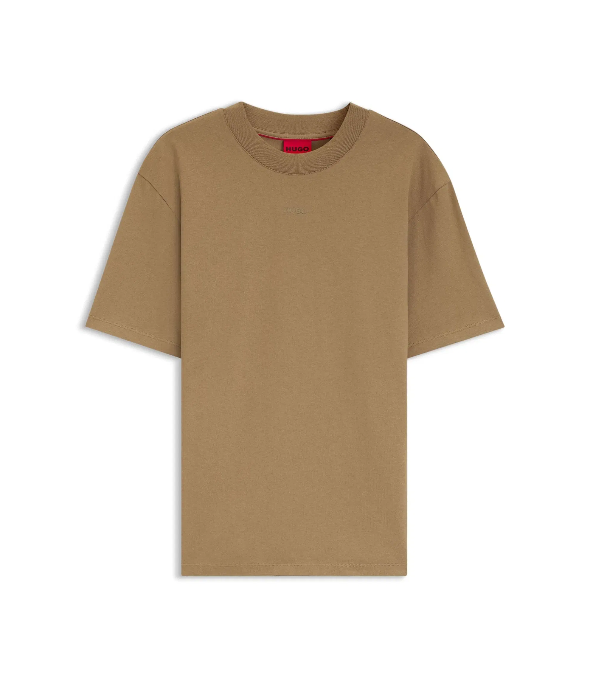 Hugo Relaxed Fit Cotton Jersey T-Shirt With Logo Print Beige