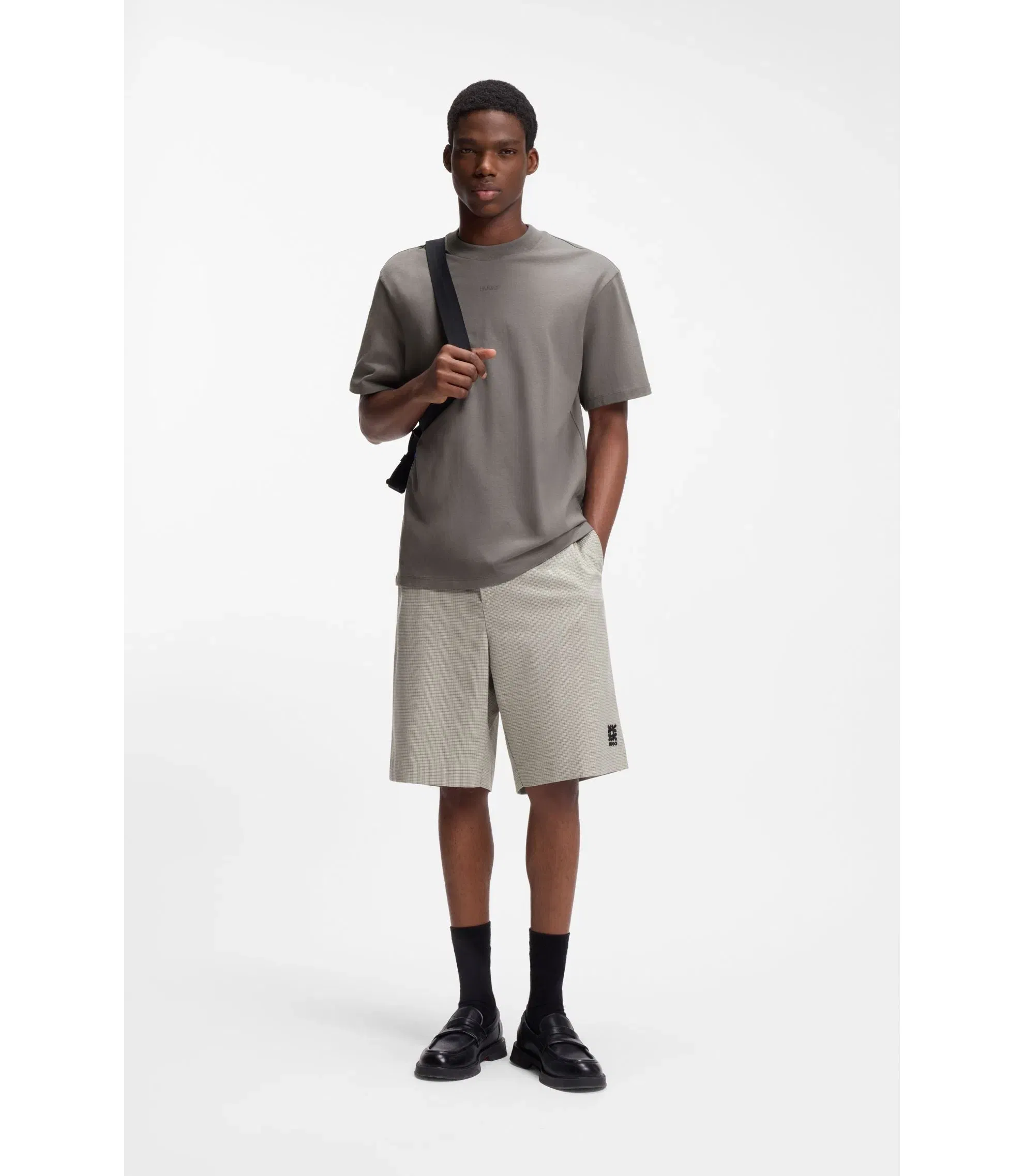 Hugo Relaxed Fit Cotton Jersey T-Shirt With Logo Print Dark Grey