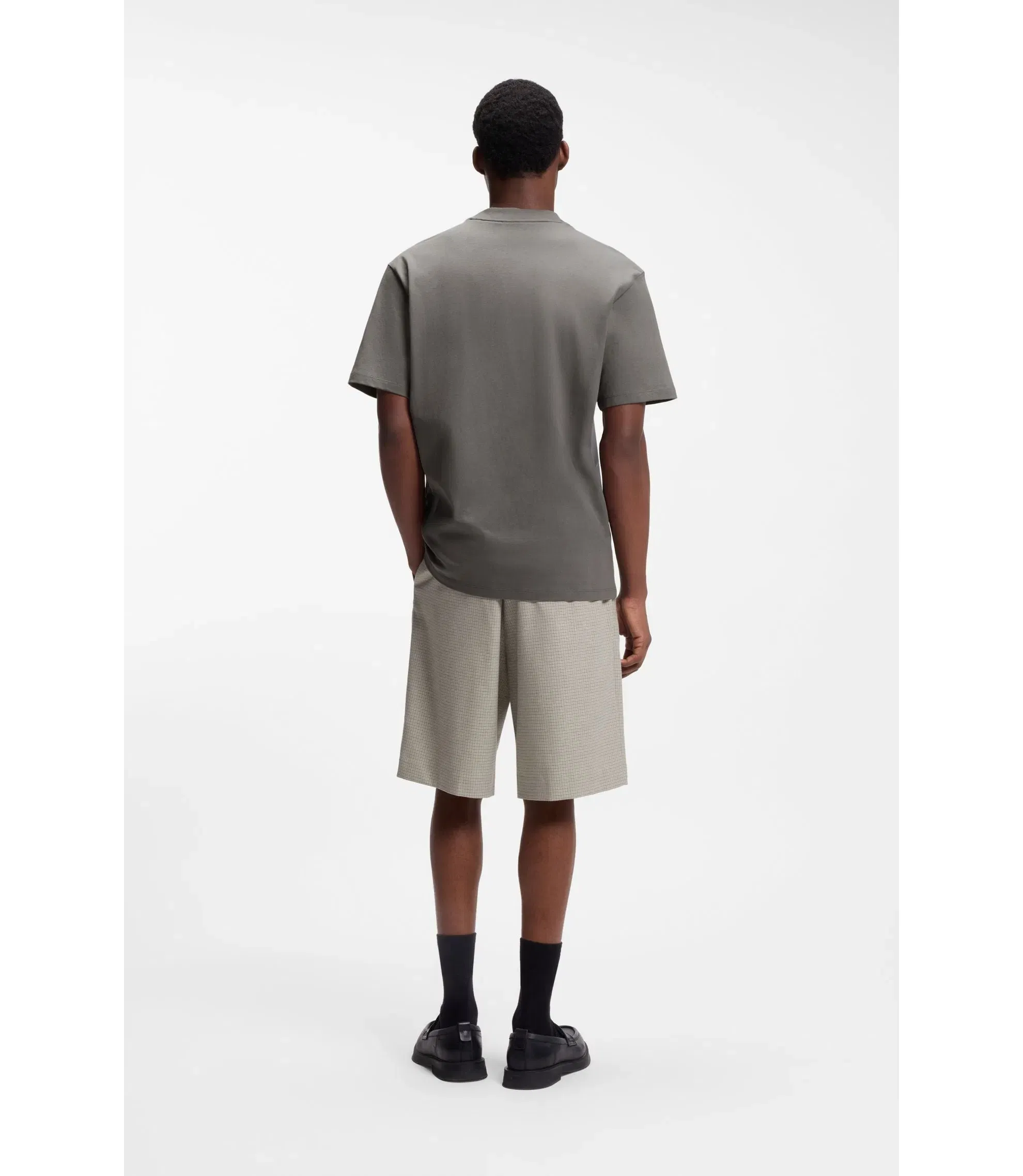Hugo Relaxed Fit Cotton Jersey T-Shirt With Logo Print Dark Grey