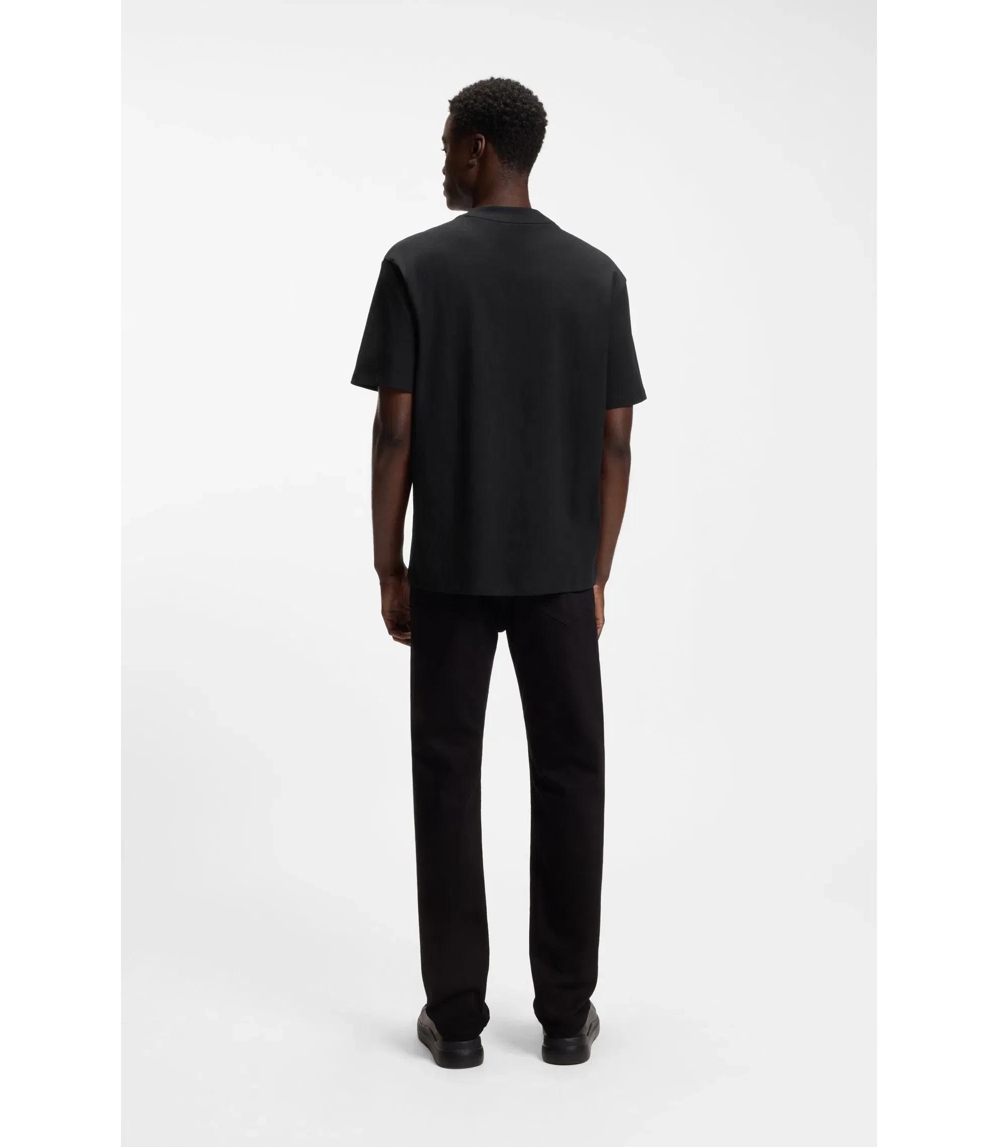 Hugo Relaxed Fit Cotton Jersey T-Shirt With Logo Print Black