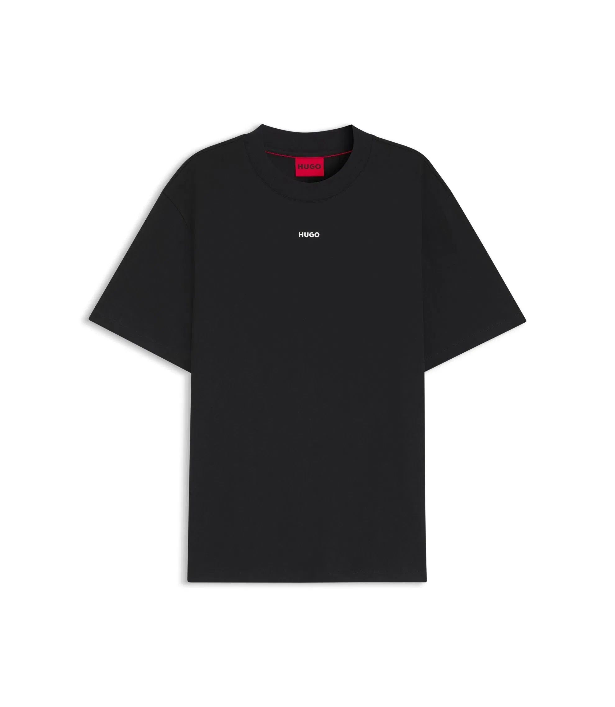 Hugo Relaxed Fit Cotton Jersey T-Shirt With Logo Print Black