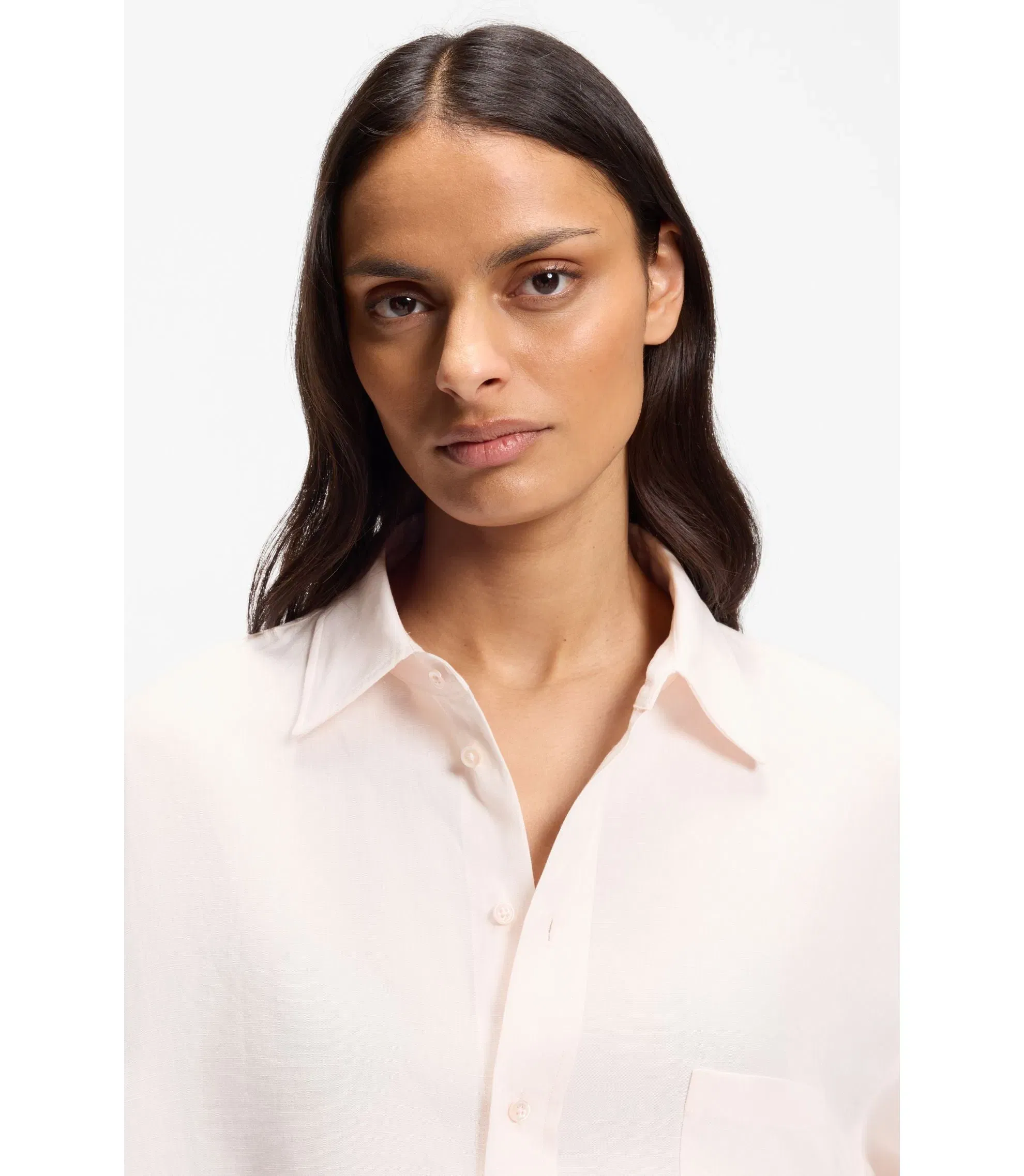 Boss Relaxed Fit Blouse With Chest Pocket Light Pink Women's