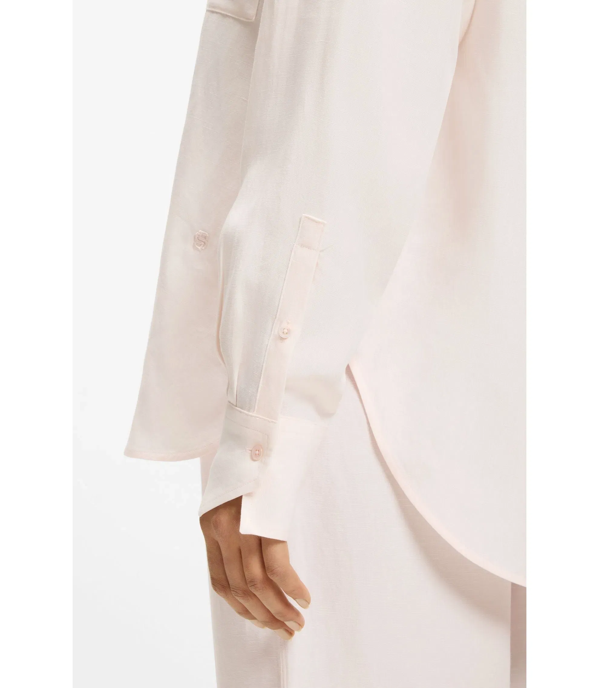 Boss Relaxed Fit Blouse With Chest Pocket Light Pink Women's