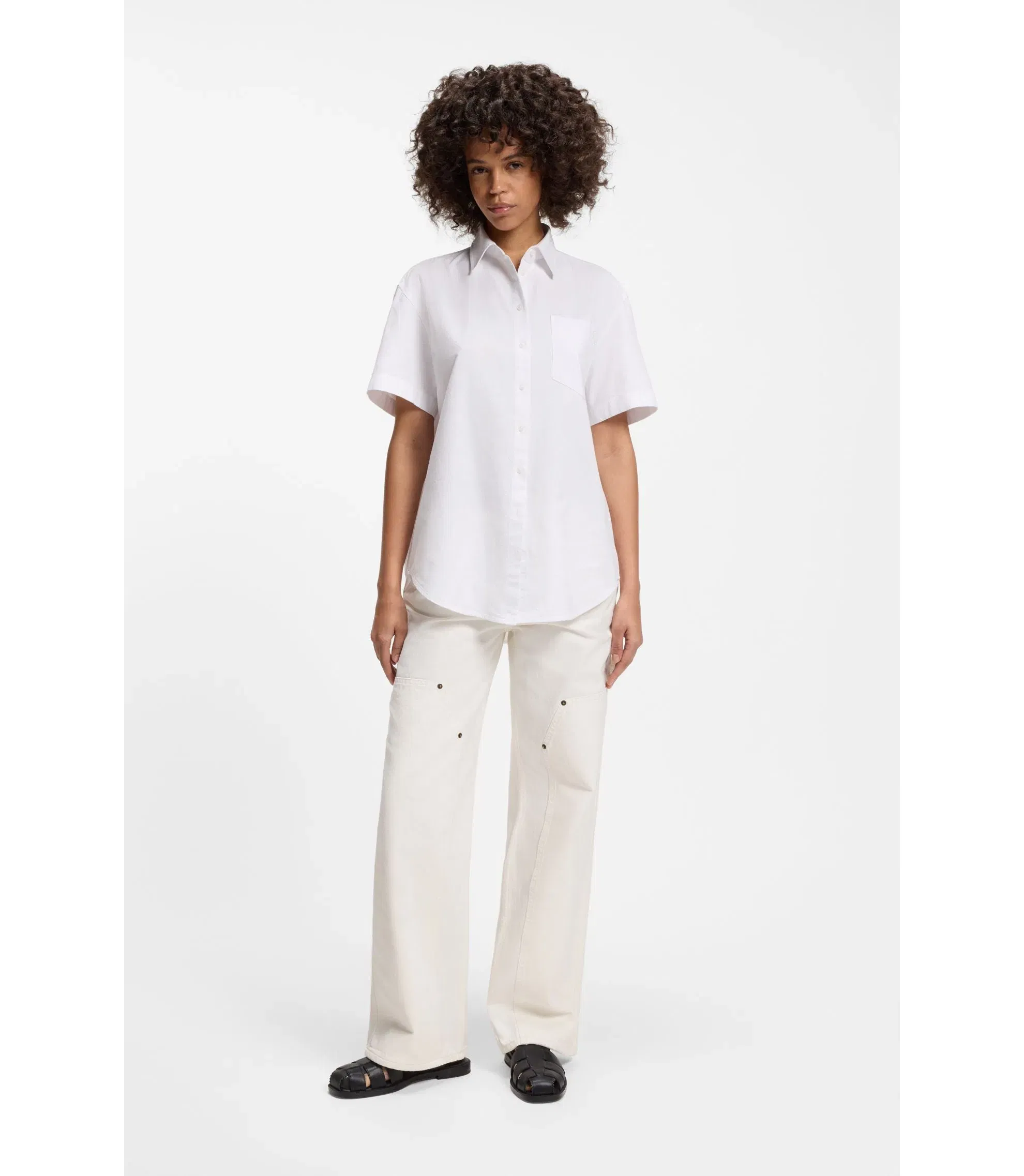 Hugo Relaxed Fit Blouse In Oxford Cotton White Women's