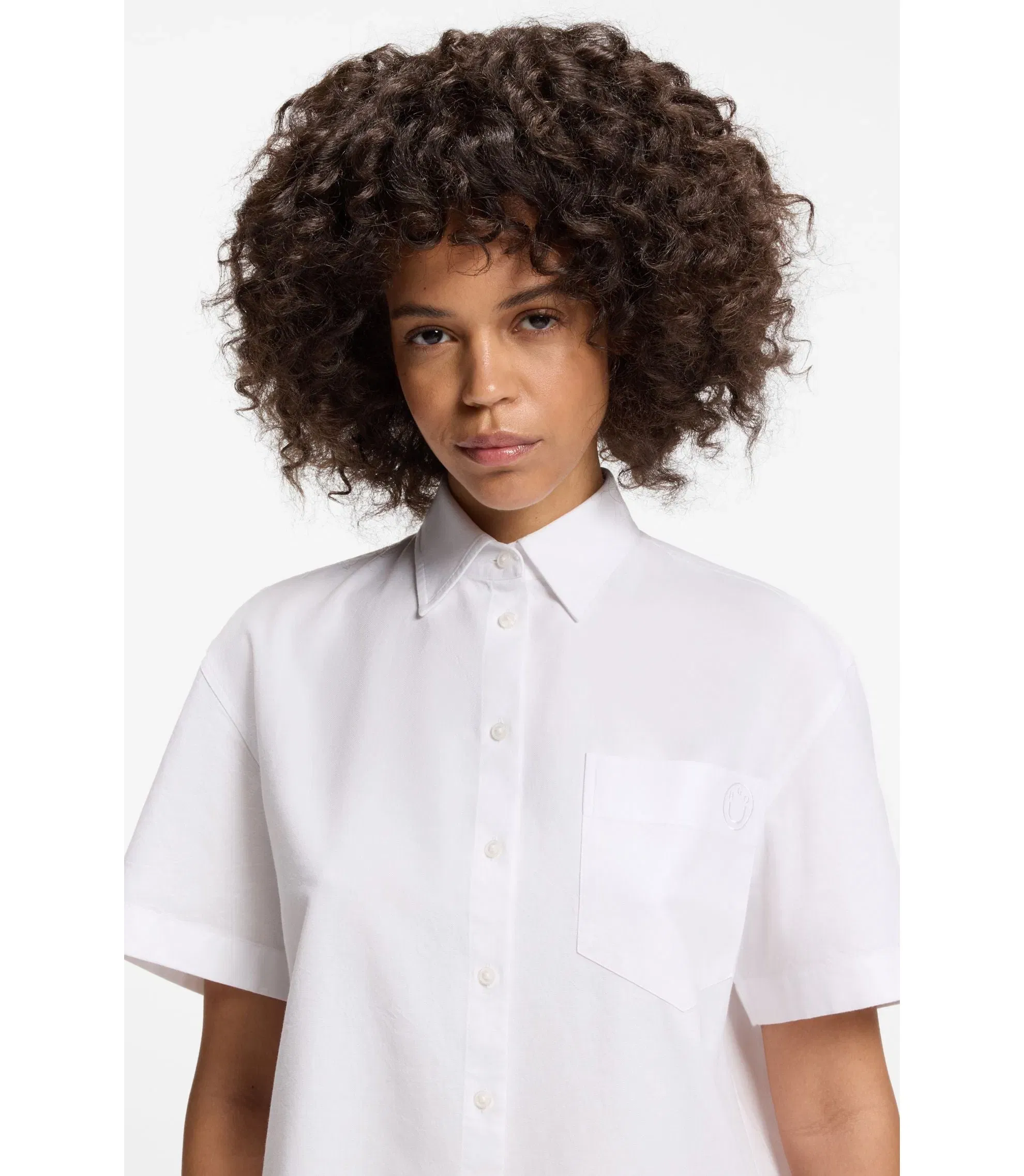 Hugo Relaxed Fit Blouse In Oxford Cotton White Women's