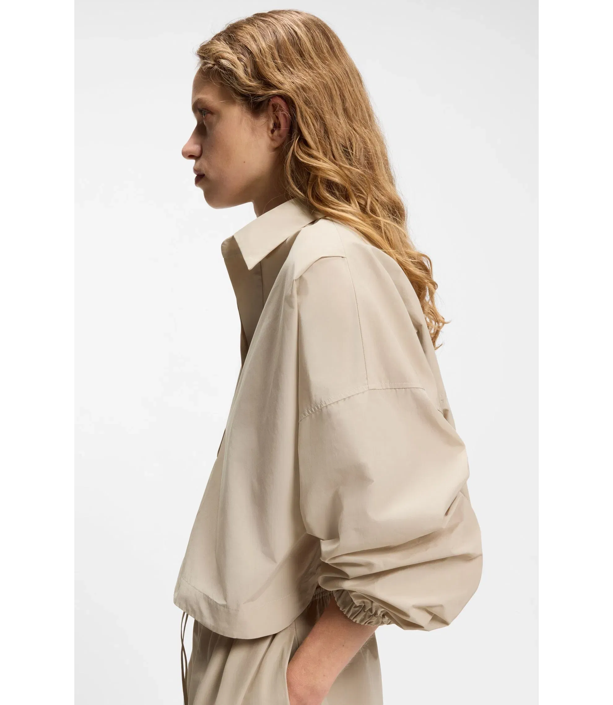 Boss Relaxed Fit Blouse In A Cotton Blend Patterned Women's