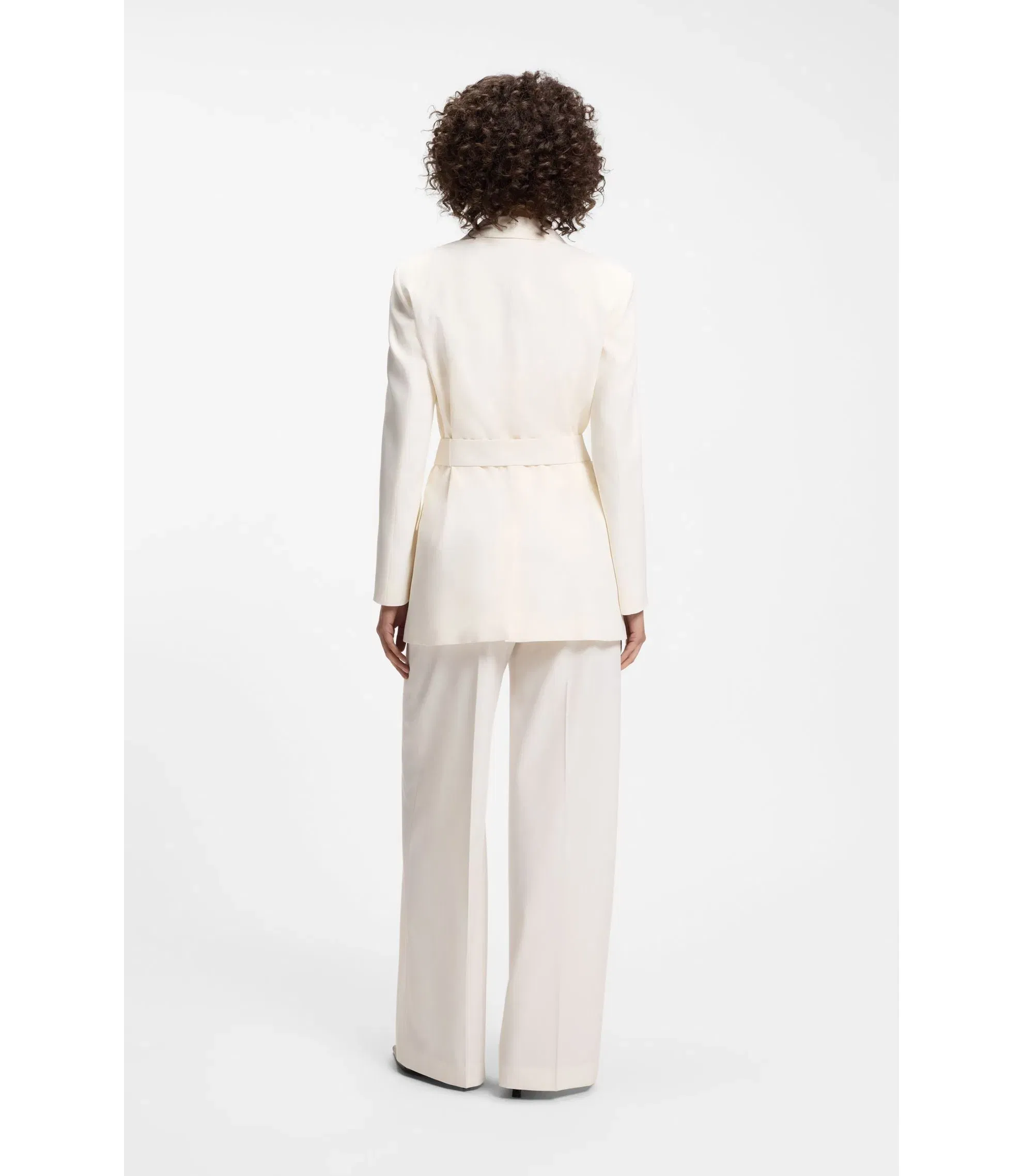 Hugo Relaxed Fit Blazer With D Ring Belt White Women's