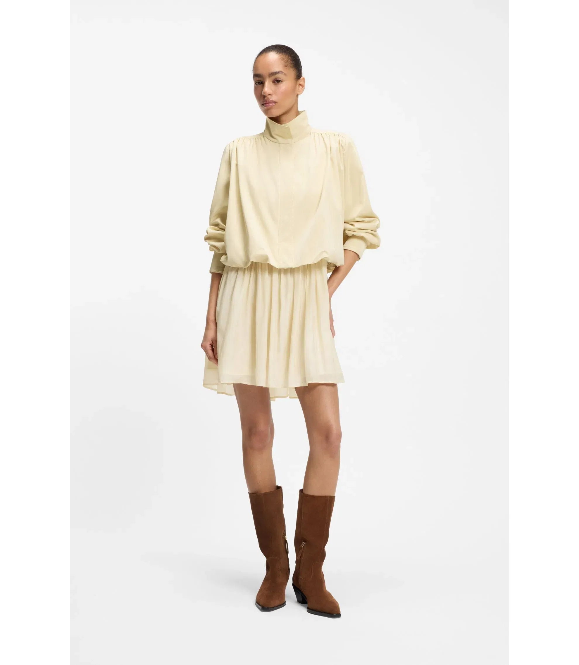 Boss Relaxed Fit Blazer With Balloon Hem Light Yellow Women's