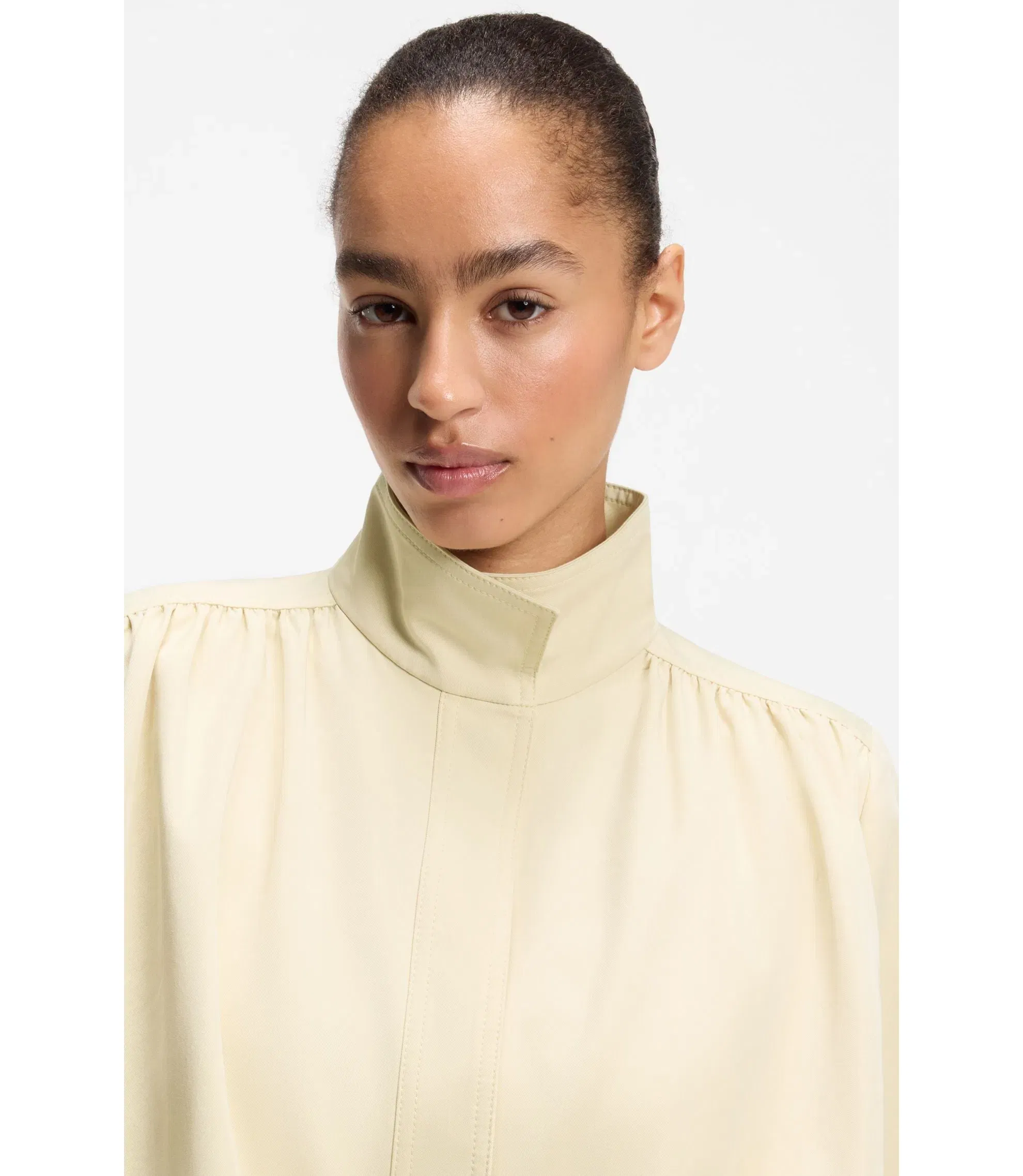 Boss Relaxed Fit Blazer With Balloon Hem Light Yellow Women's