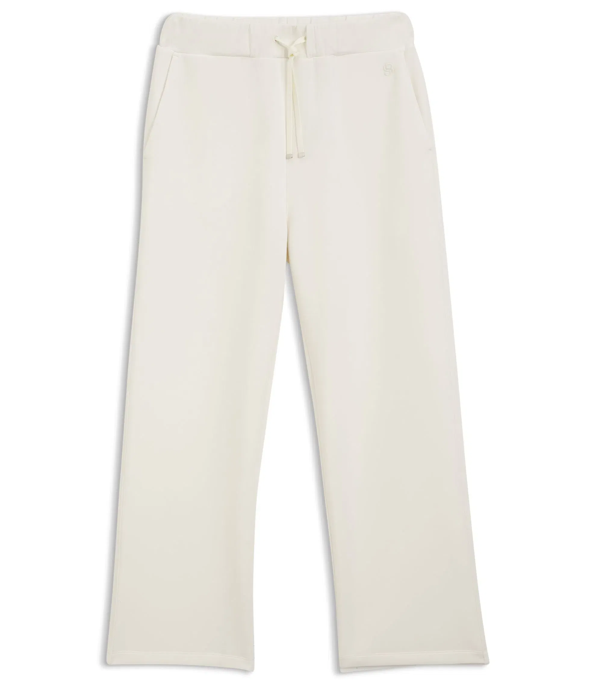Boss Relaxed Fit Barrel Leg Pants In Double Layer Scuba Jersey White Women's