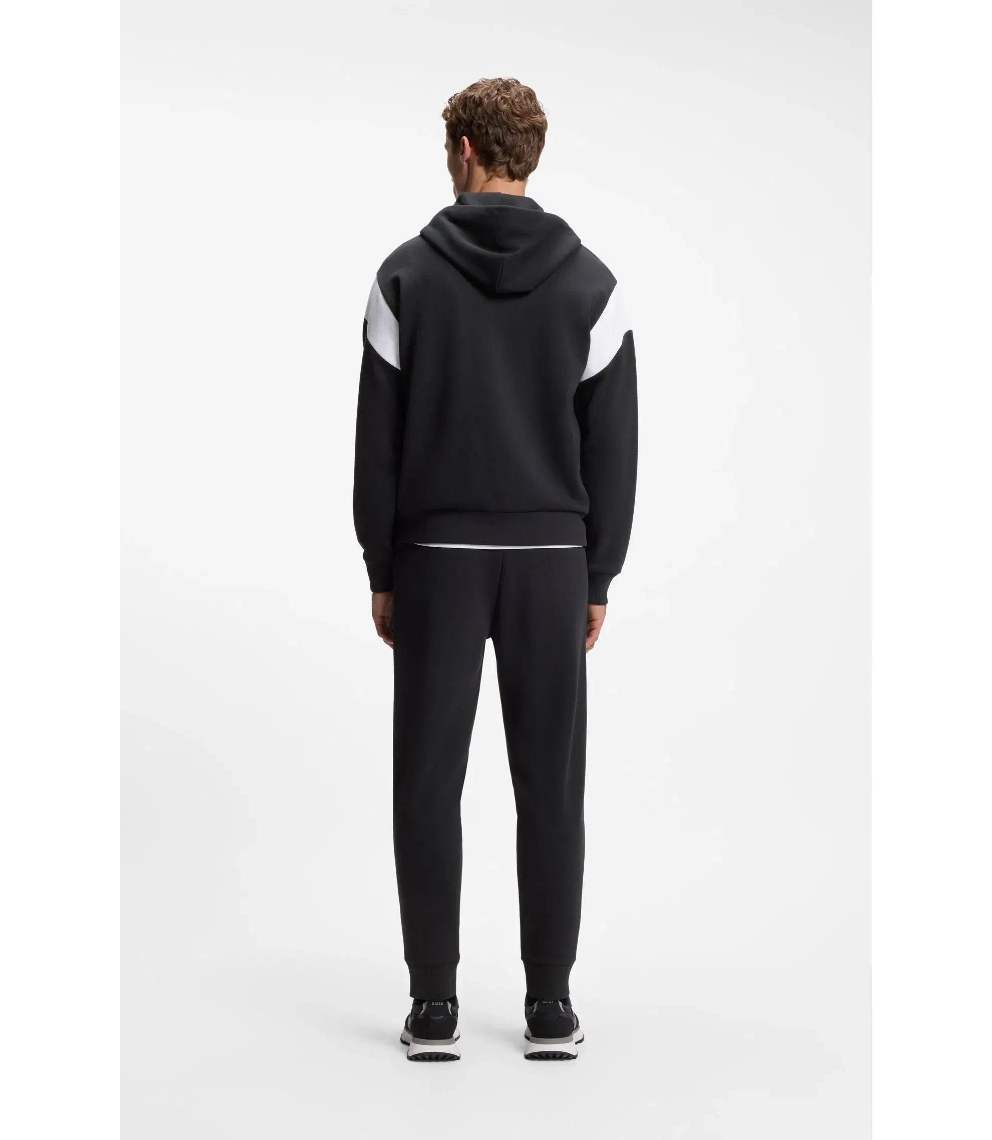 Boss Regular Fit Zip Up Sweatshirt In Spacer Pique Dark Blue