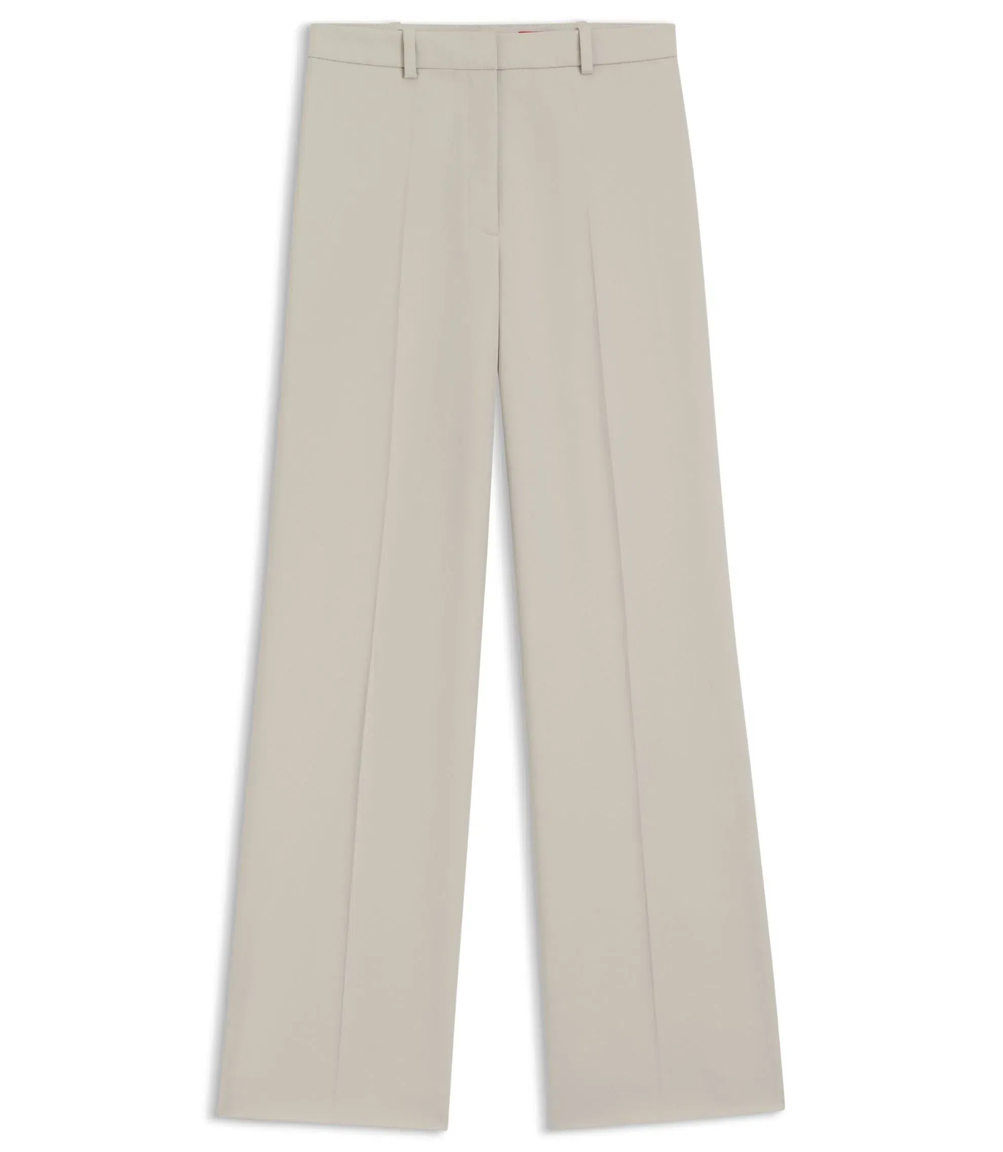 Hugo Regular Fit Wide Leg Pants In Stretch Fabric Light Grey Women's