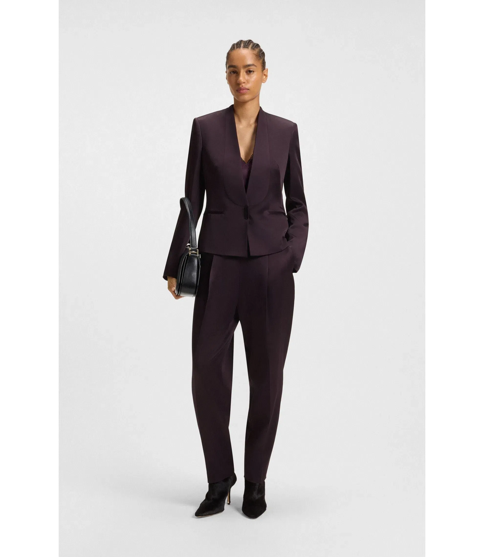 Boss Regular Fit Tuxedo Blazer With Shawl Lapels Light Purple Women's