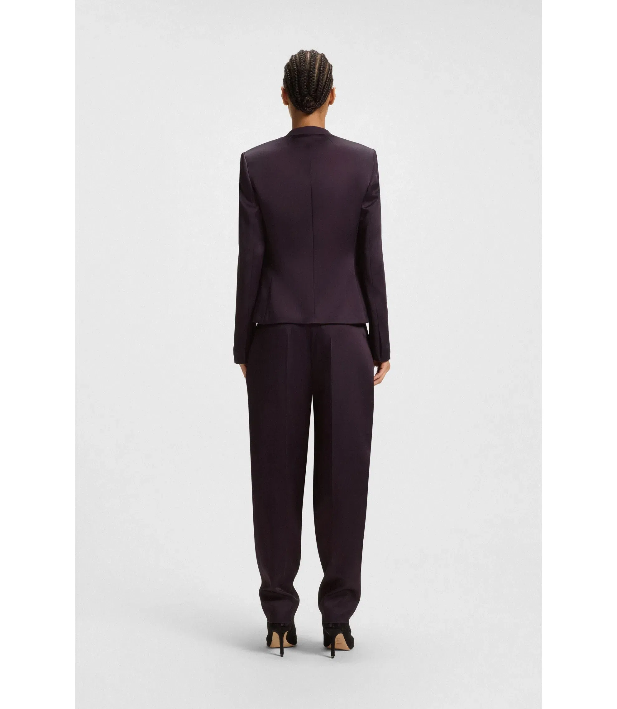 Boss Regular Fit Tuxedo Blazer With Shawl Lapels Light Purple Women's