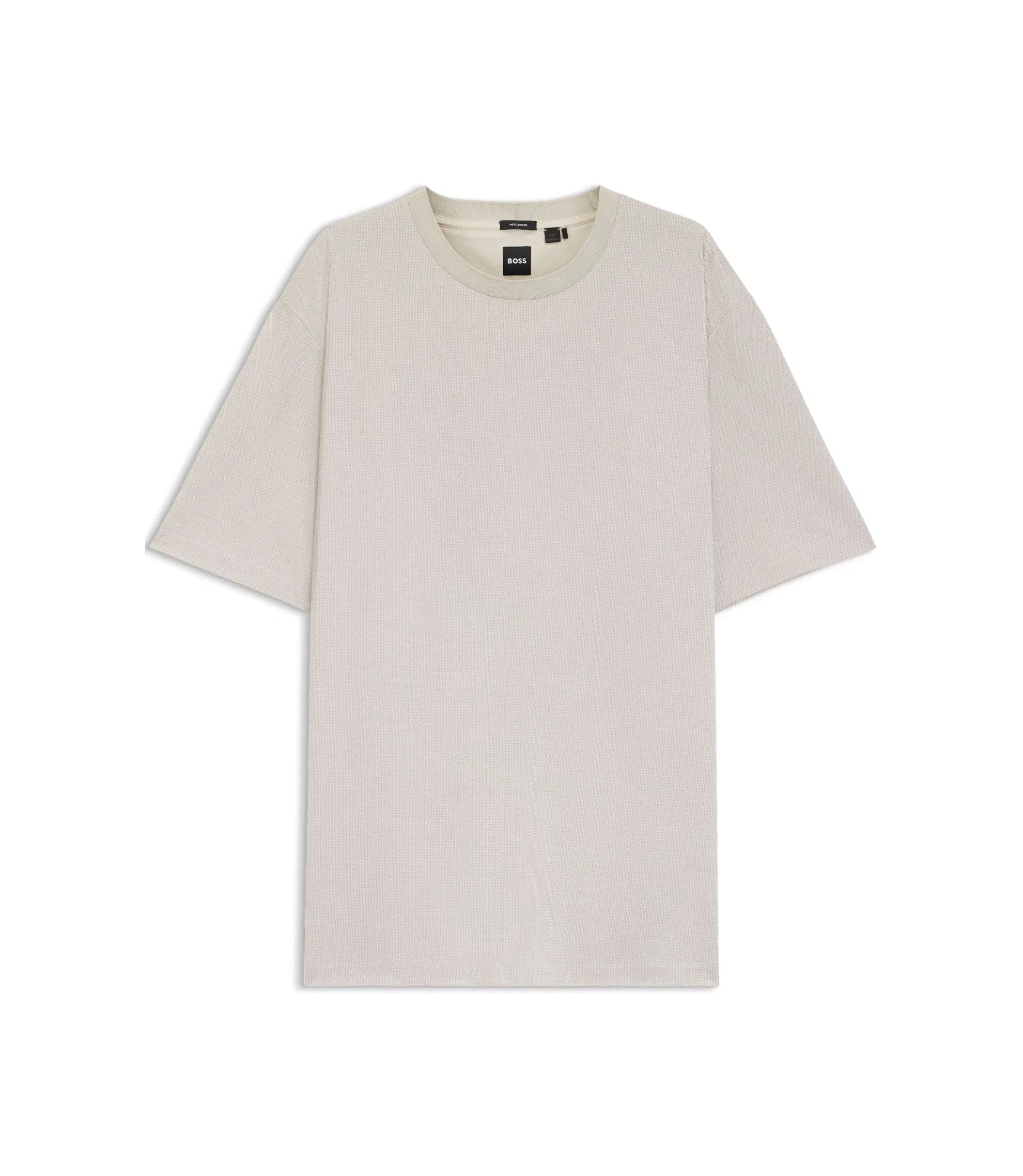 Boss Regular Fit T-Shirt In Micro Patterned Mercerized Cotton White