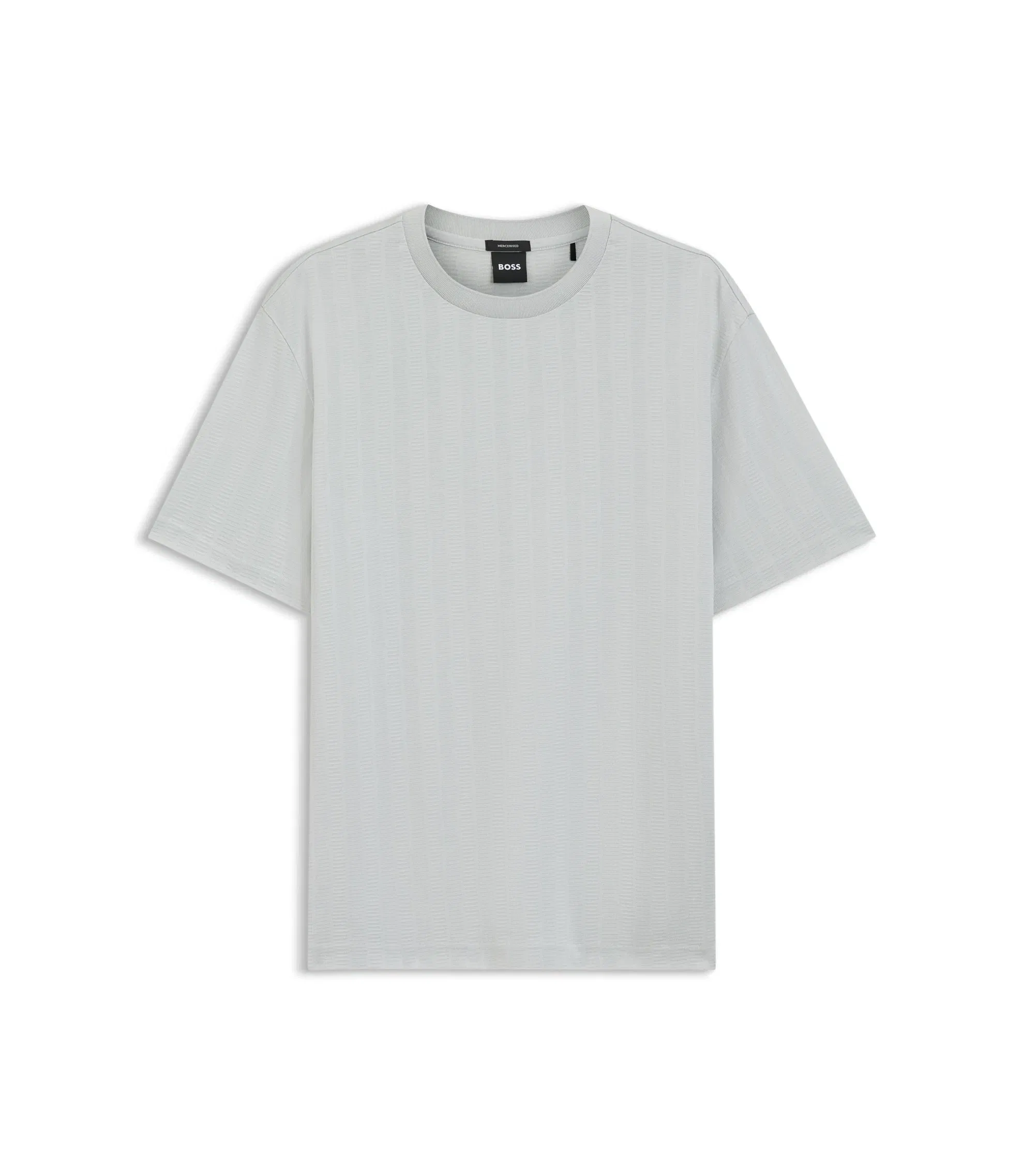 Boss Regular Fit T-Shirt In Cotton With Raised Jacquard Structure Light Blue